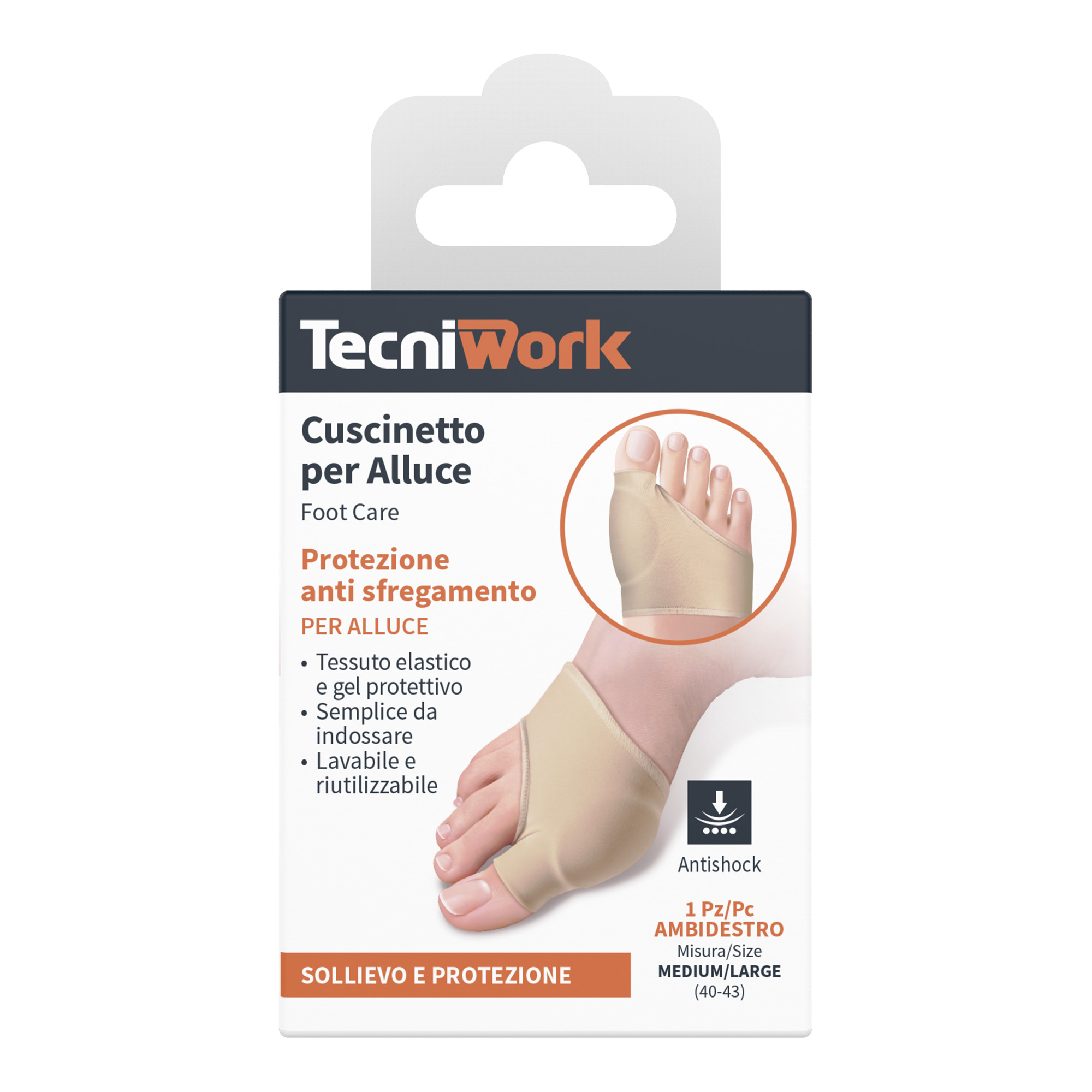 Bunion Well-being Pad in fabric and gel Size M/L 1 pc