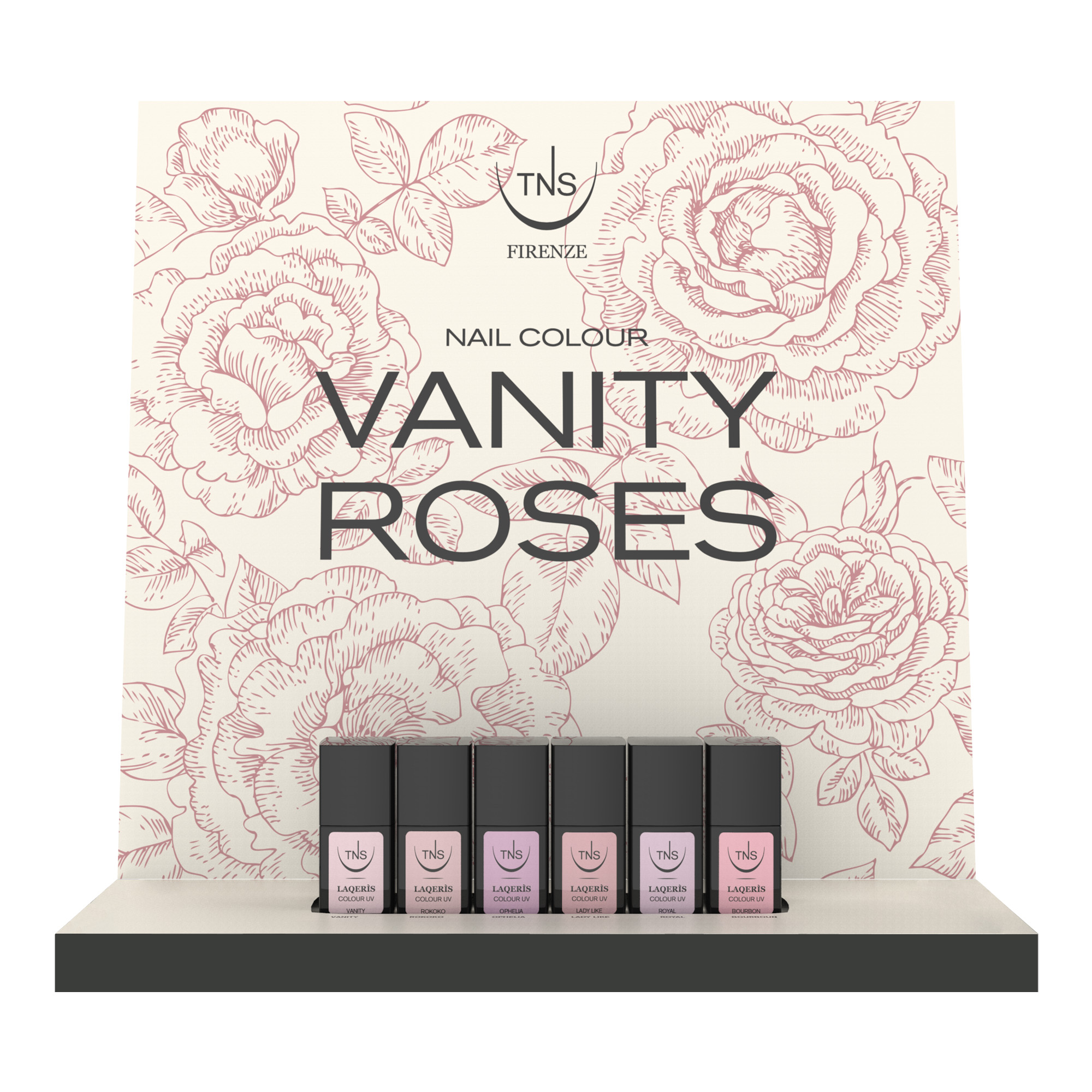 Présentoir de 18 pièces Laqerìs Vanity Roses et Vernis à ongles