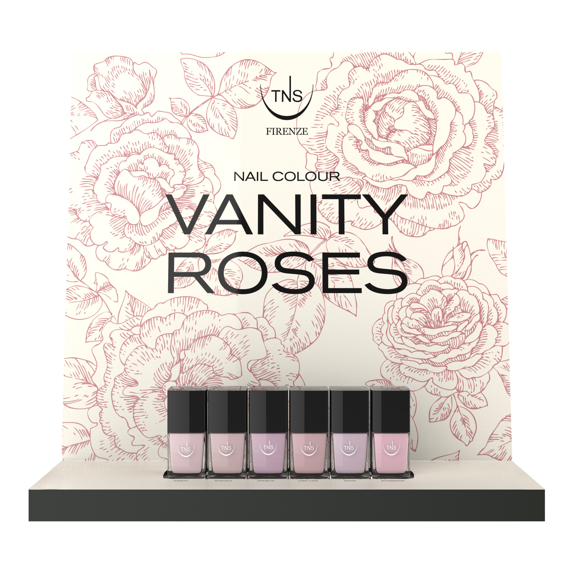 TNS Vanity Roses vernis à ongles rose présentoir de 24 unités