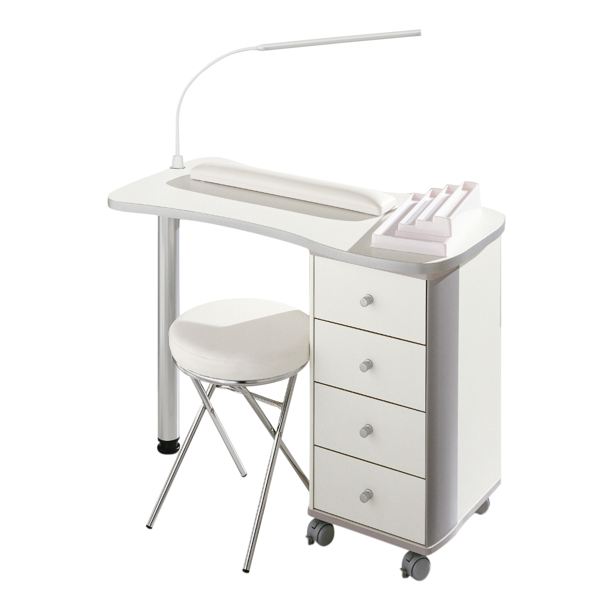 Trilly professional manicure table with drawers and lamp