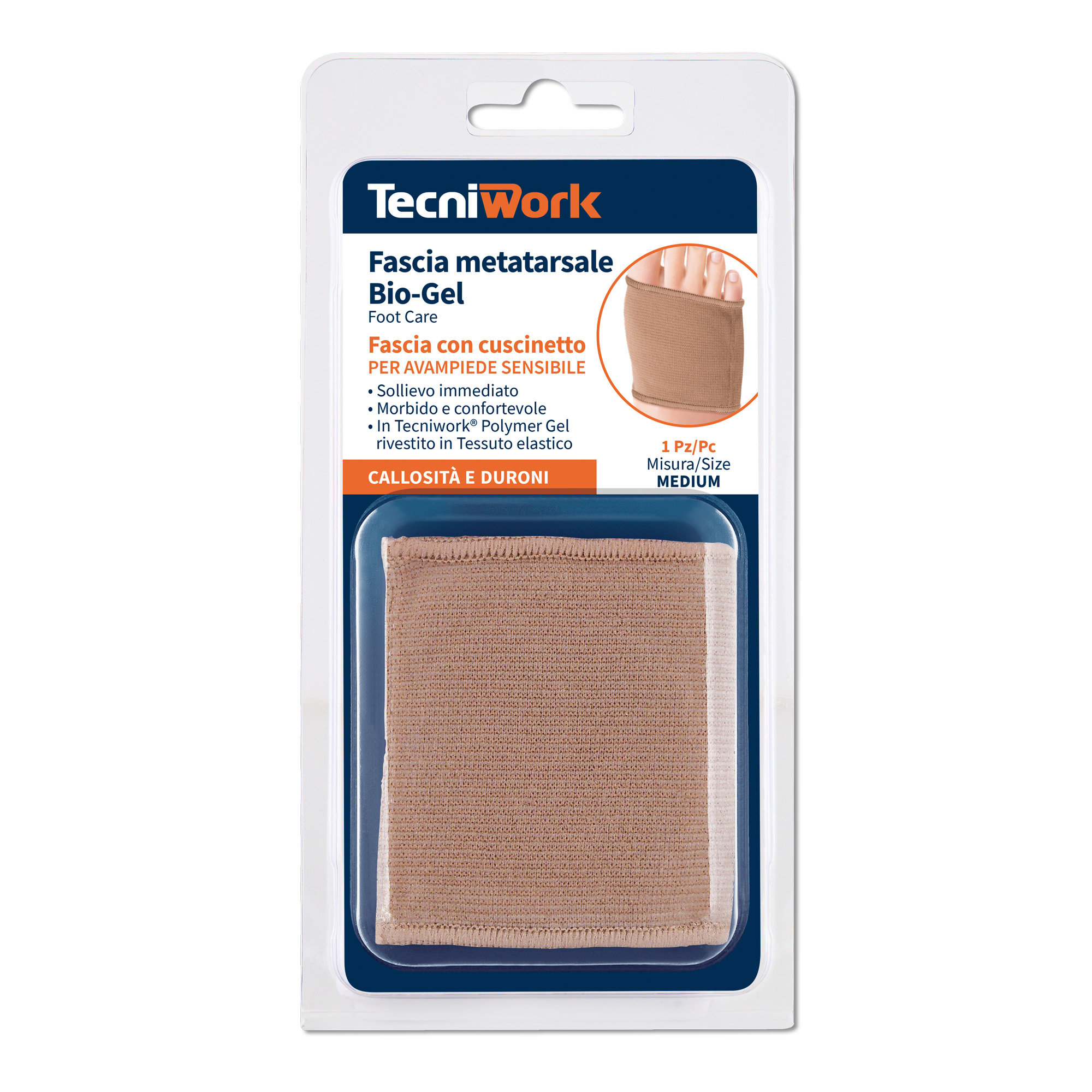 Fascia metatarsale per piedi Bio-Gel in tessuto e in Tecniwork Polymer Gel Misura Medium 1 pz