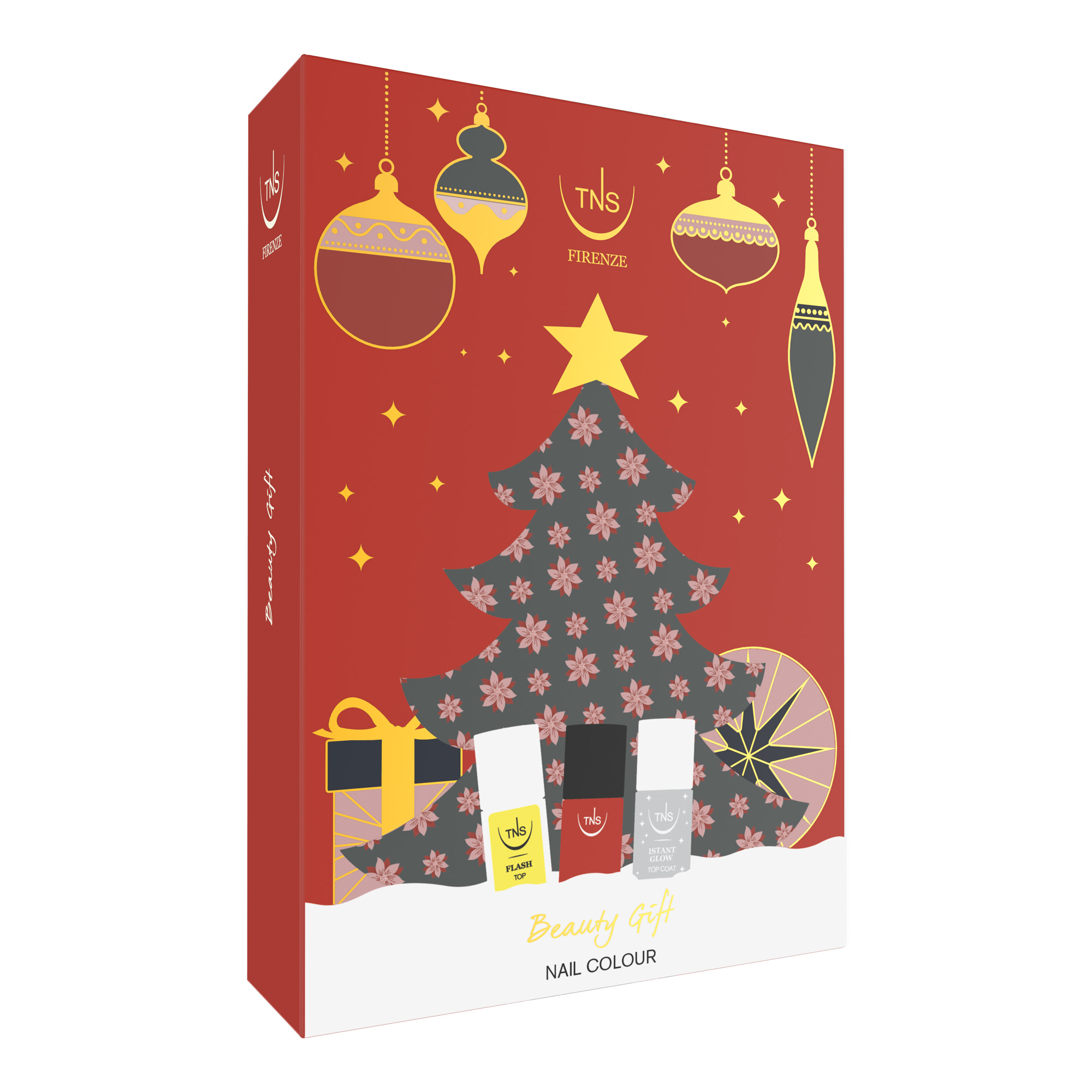Christmas Beauty Gift Set with Red Nail Polish, Flash Top Coat and TNS Instant Glow Top Coat