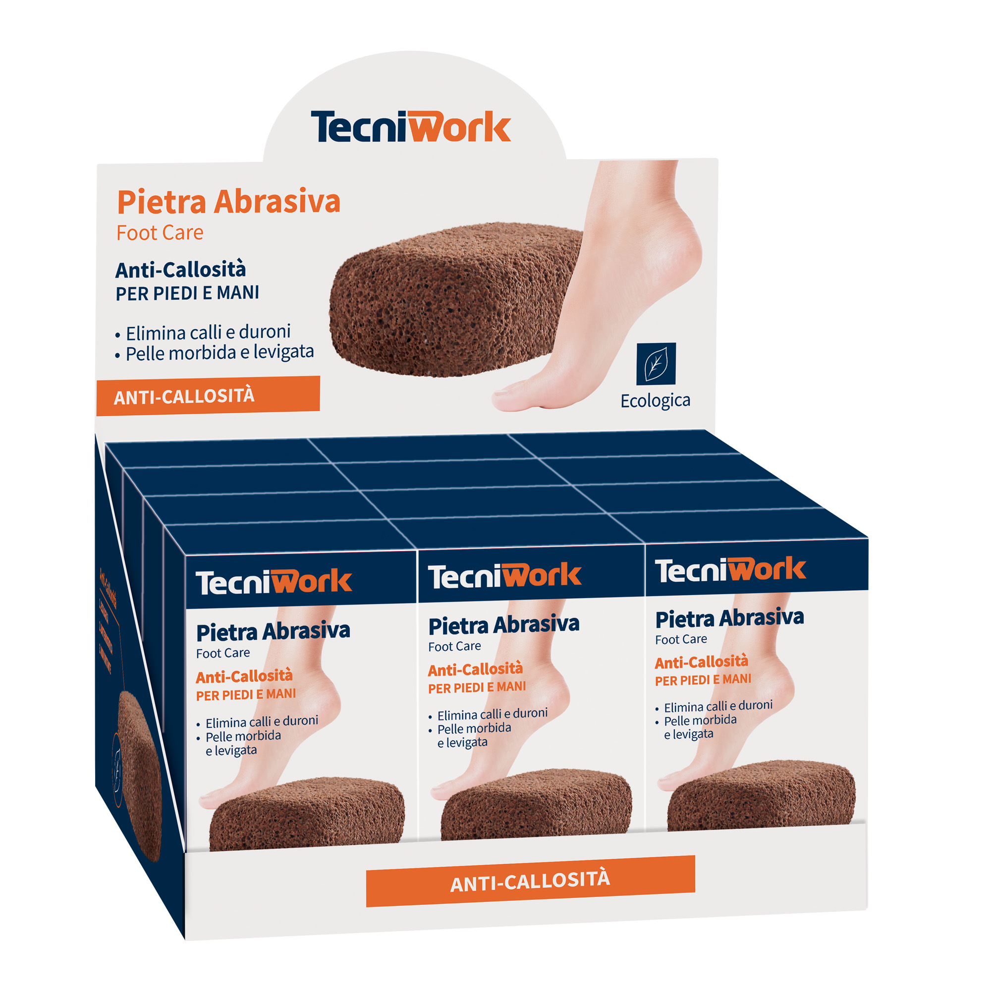 Présentoir pierre abrasive anti-callosité 12 pc