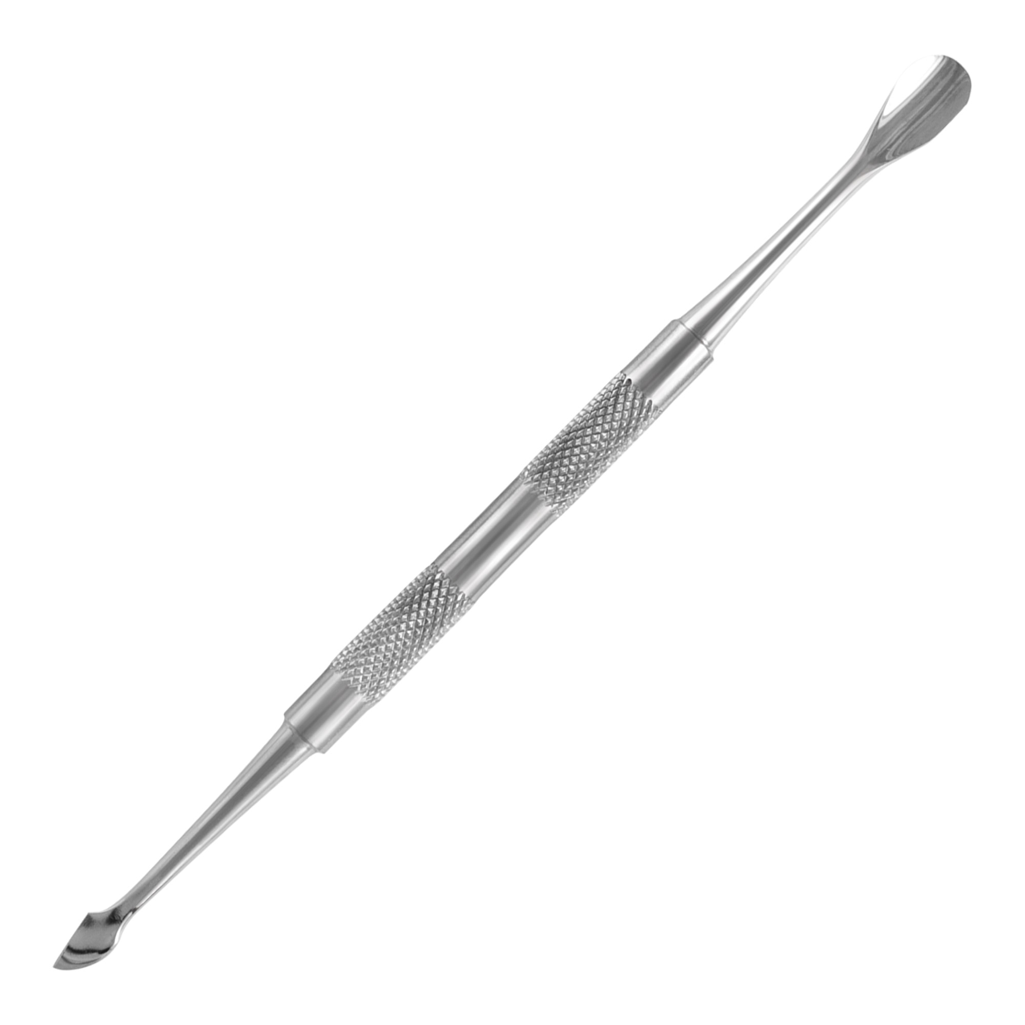 Professional stainless steel cuticle pusher with double concave and lanceolate tip