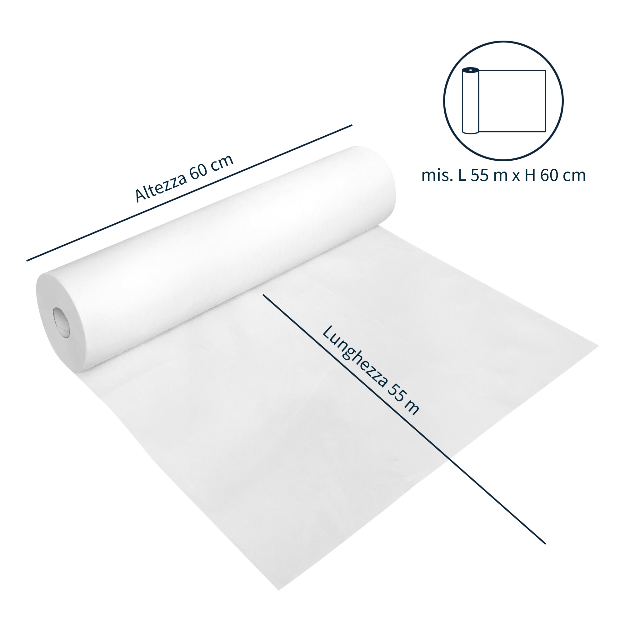 Drap pour table de soins en cellulose 60 cm x 55 m 6 pcs