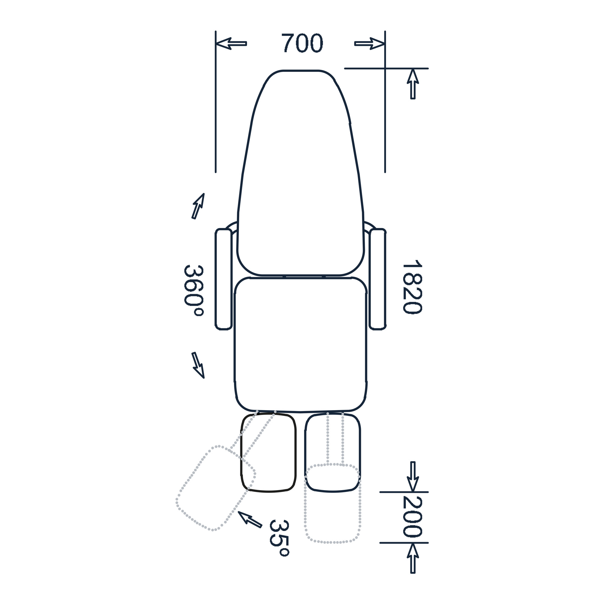 Delta armchair with headrest and electric movements 2 motors