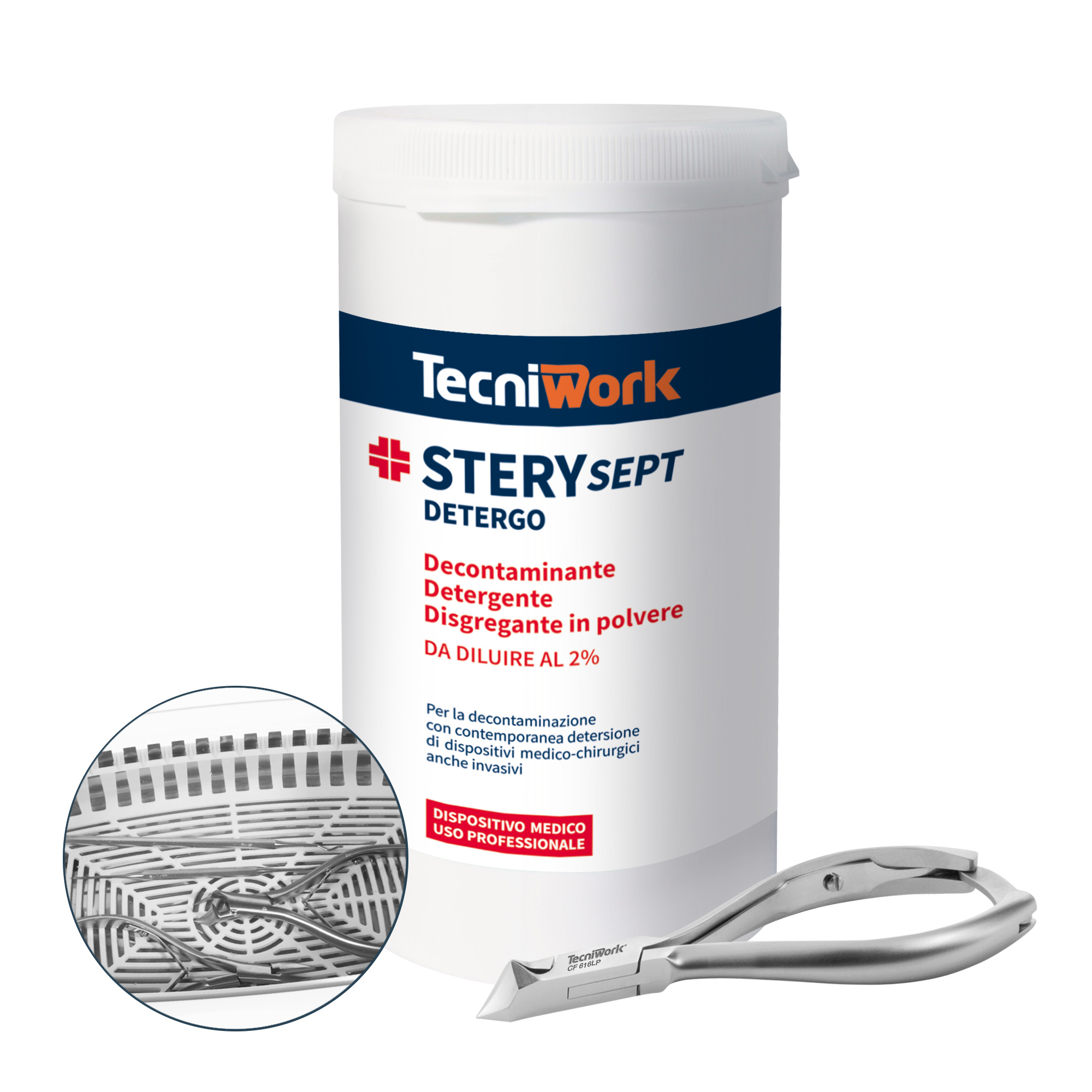 Cold decontaminant, disinfectant and steriliser for instruments with disintegrating enzymes Sterysept Detergo 1 kg
