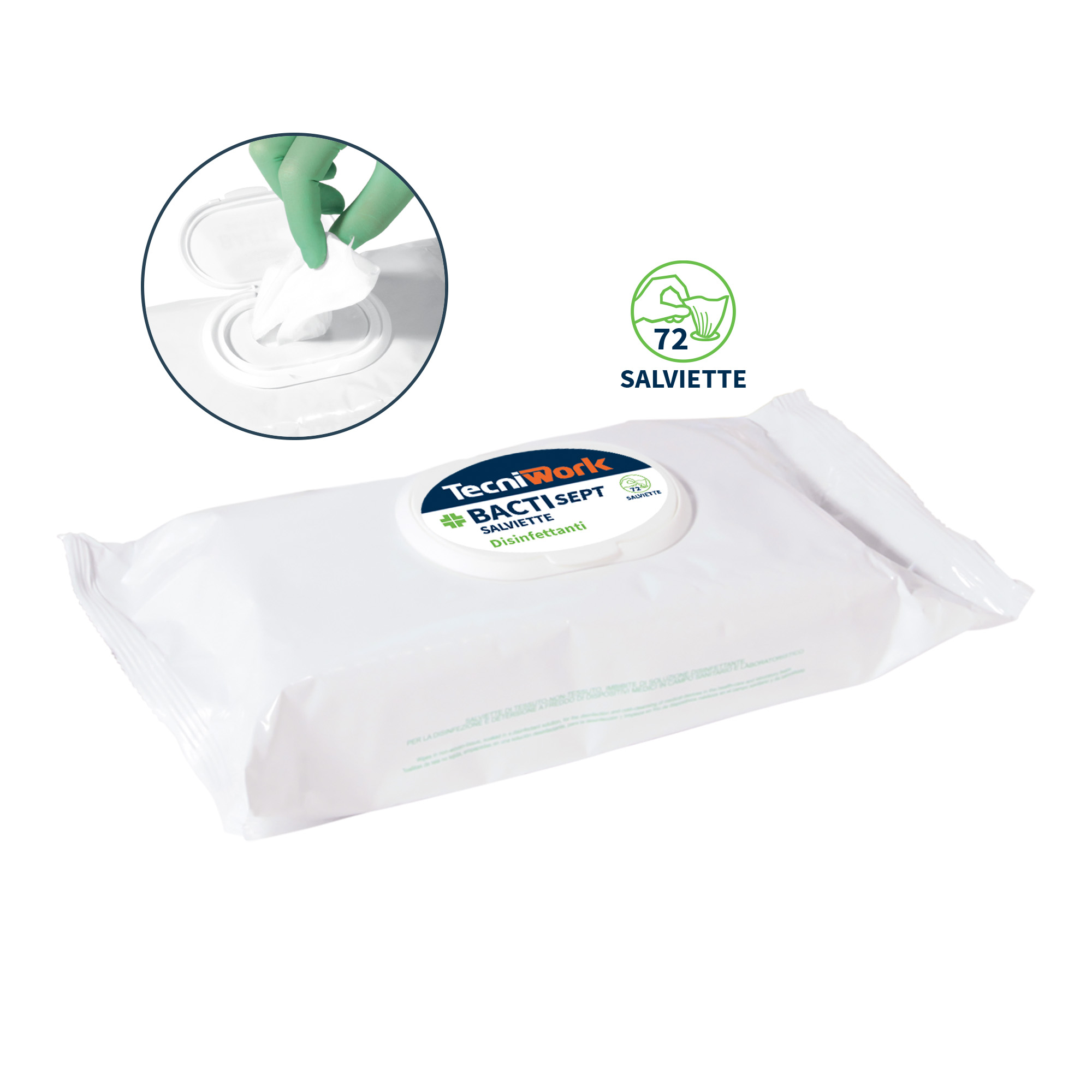 Lingettes désinfectantes pour instruments et surfaces Bactisept 72 pcs