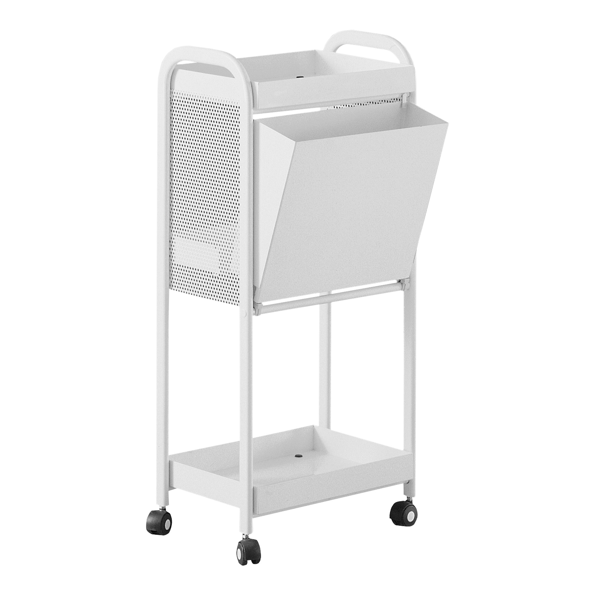 Steel trolley for hair removal 2 shelves and waste bin