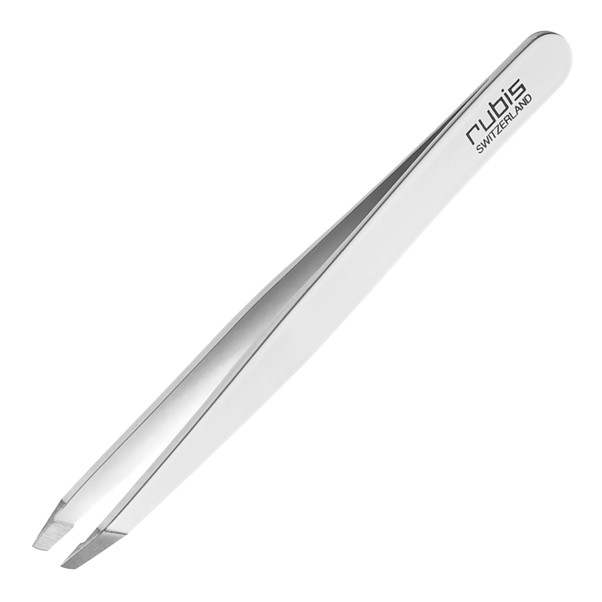 Rubis stainless steel tweezers with slant tip white
