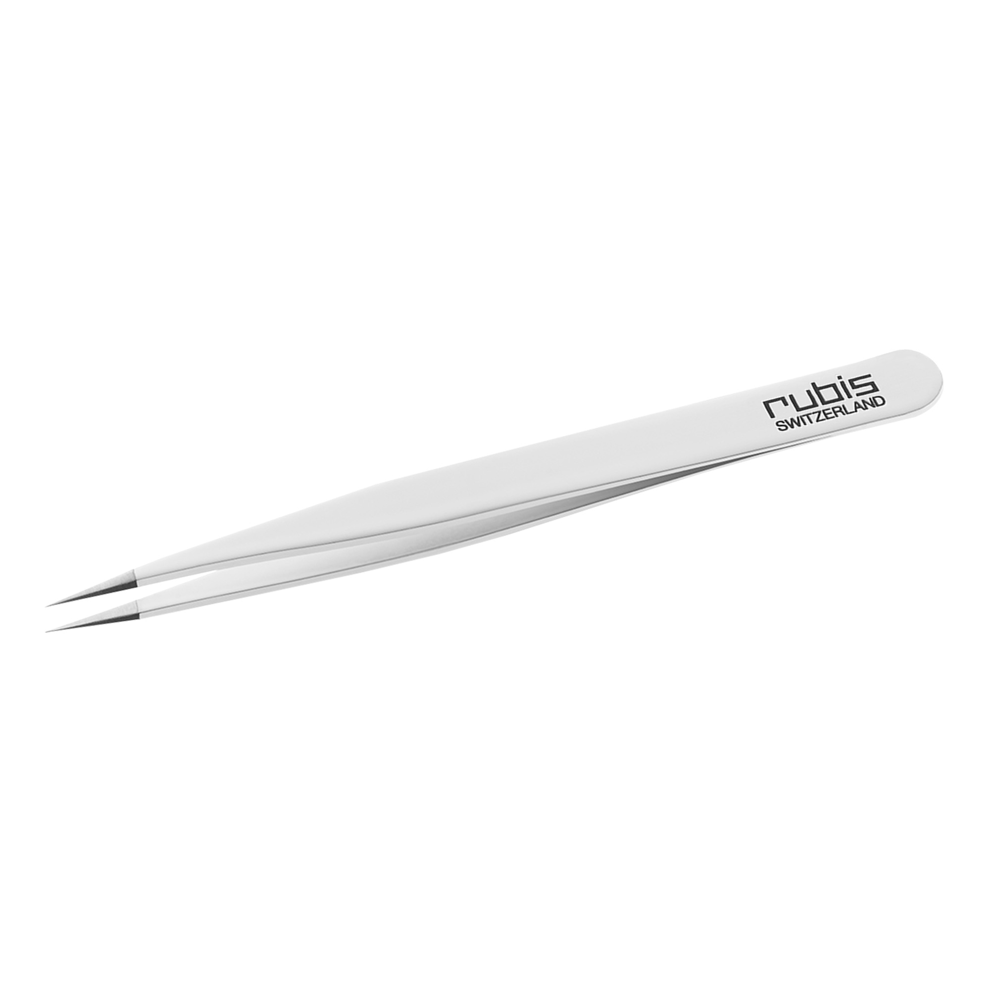 Rubis sharp-tipped stainless steel tweezers white