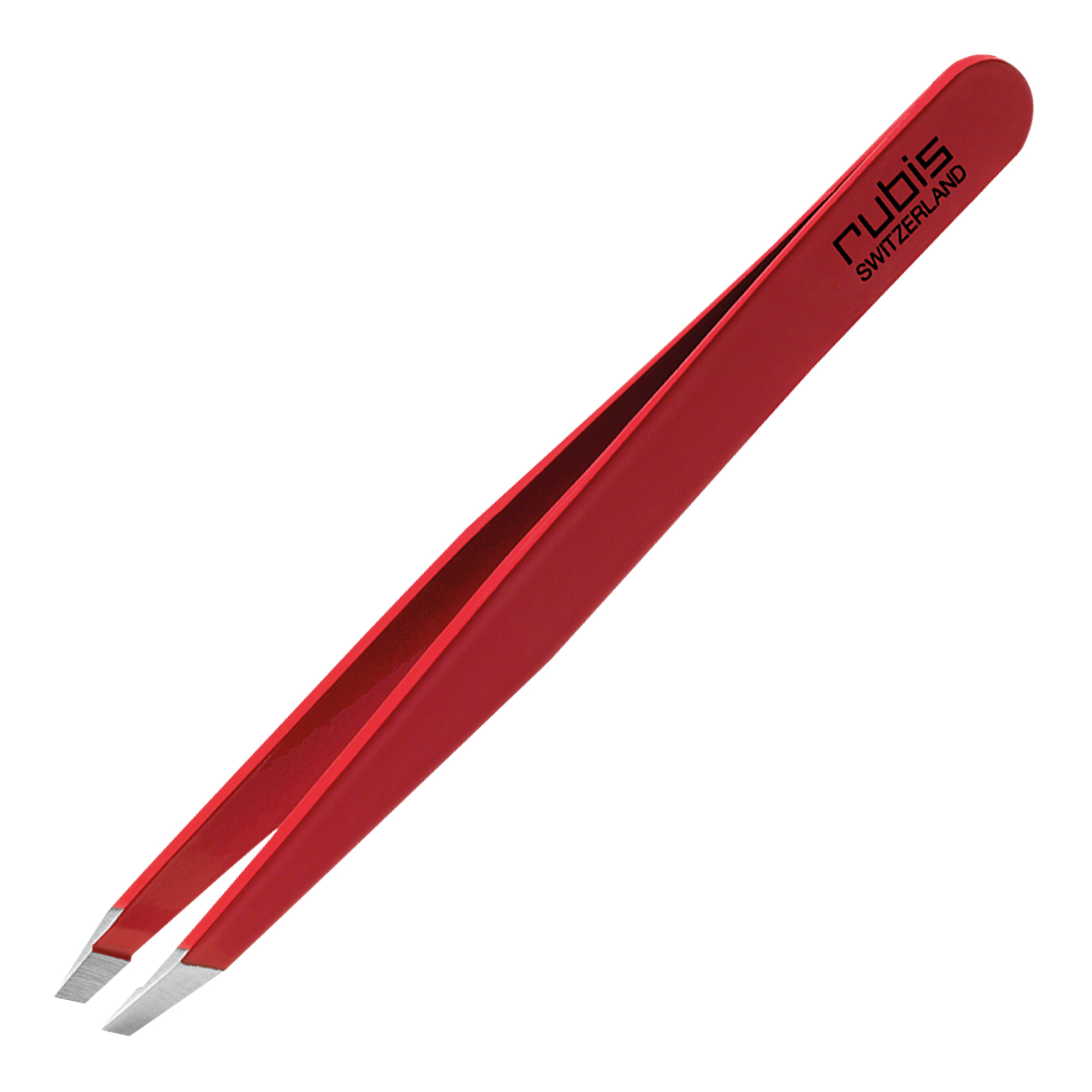 Rubis stainless steel tweezers with slant tip red
