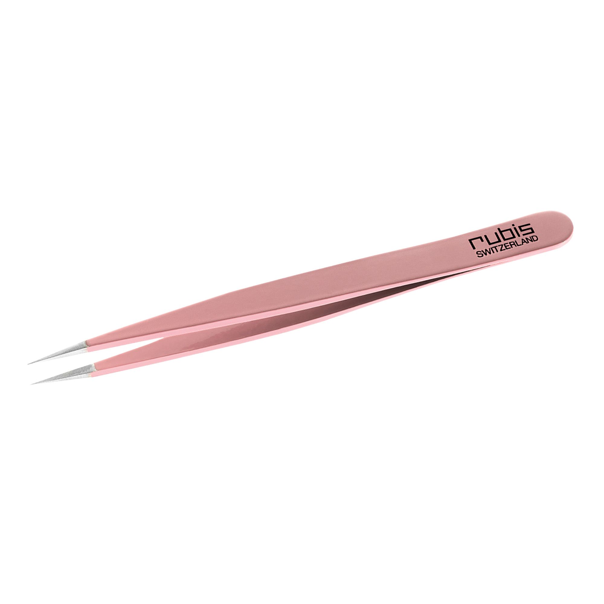 Rubis pointed stainless steel tweezers pink