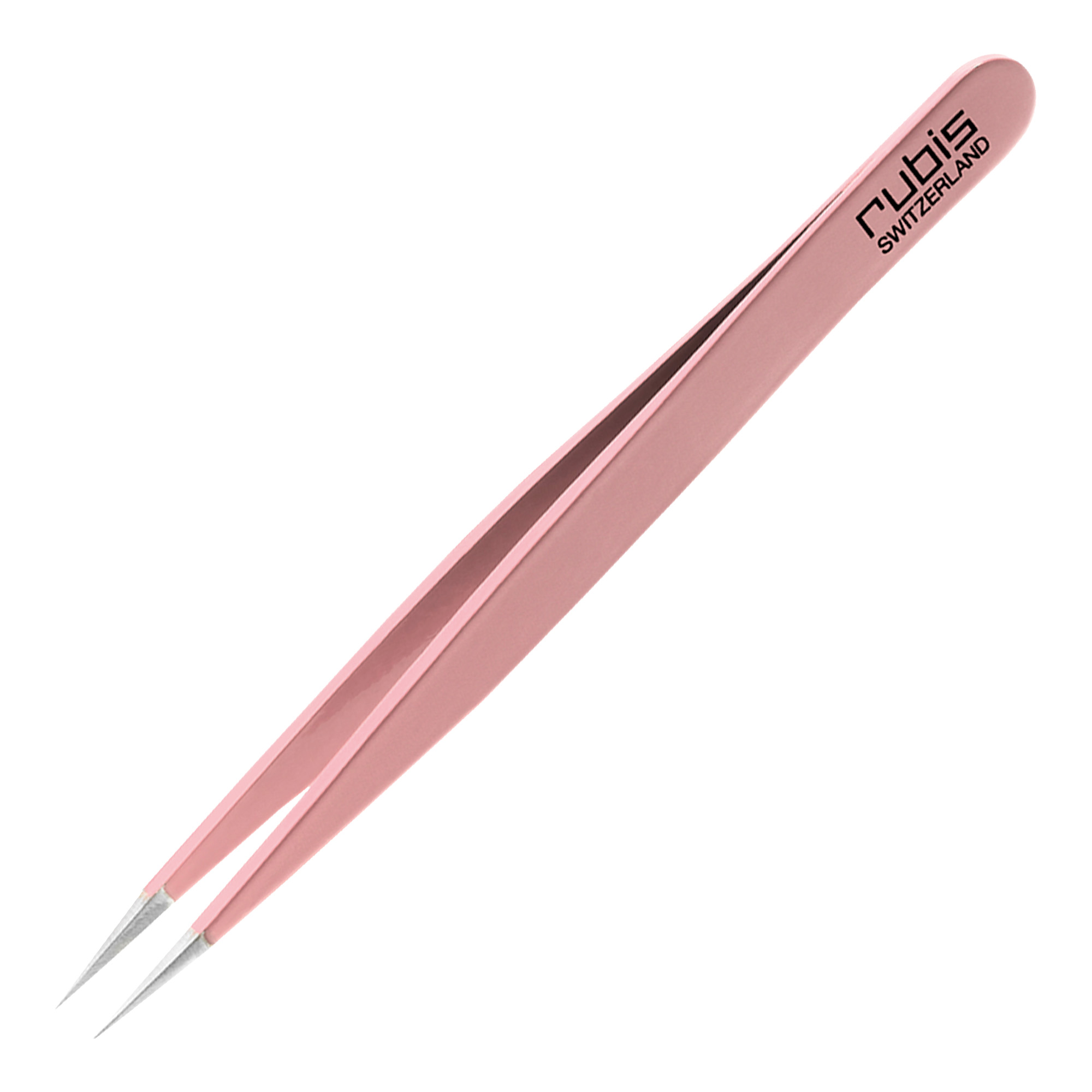 Rubis pointed stainless steel tweezers pink