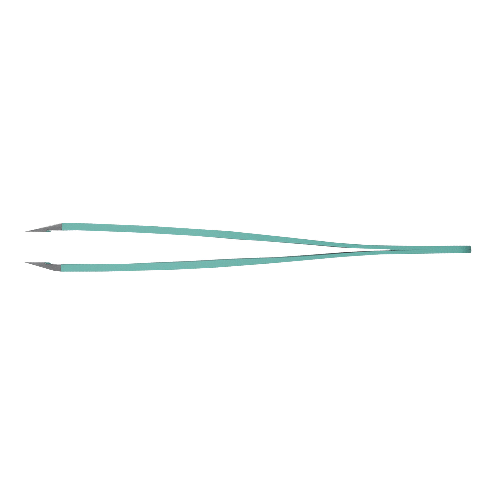 Rubis stainless steel tweezers with oblique tip water green colour