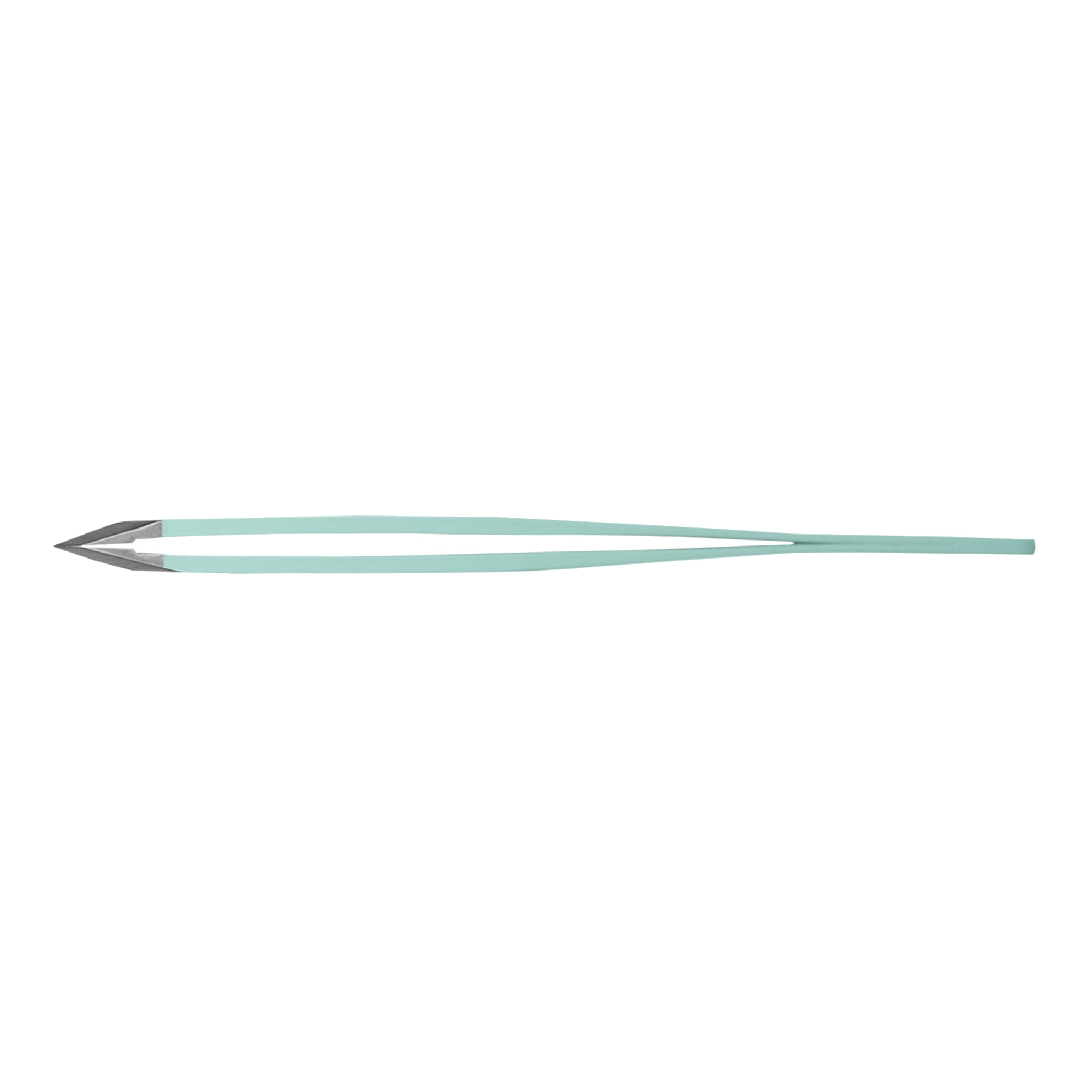Rubis stainless steel tweezers with oblique tip water green colour
