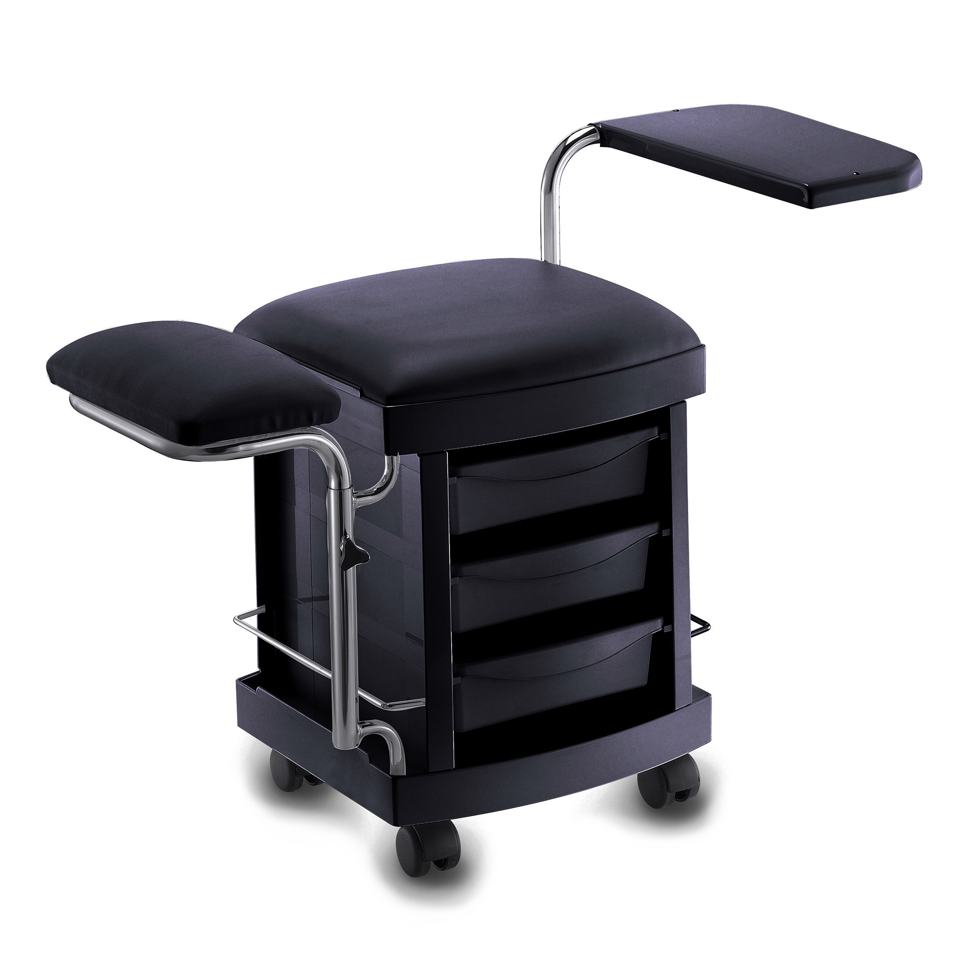 Manicure and pedicure trolley black with stool