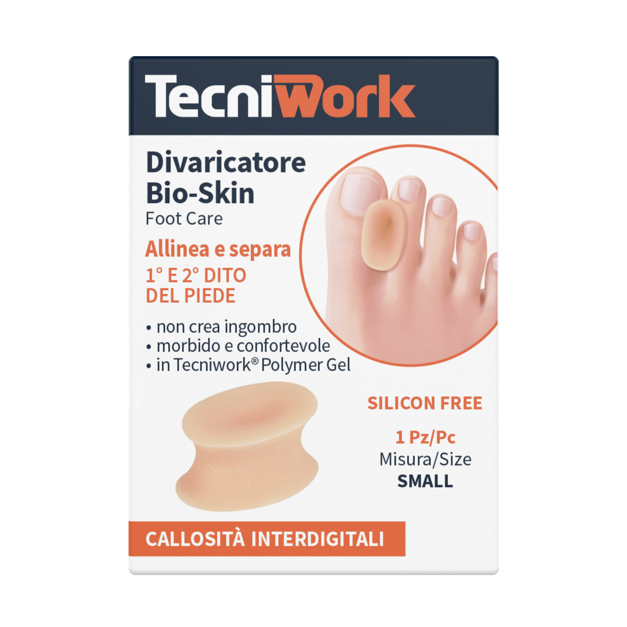 Écarteur d'orteil en gel polymère Tecniwork couleur peau Bio-Skin taille Small 1 pc