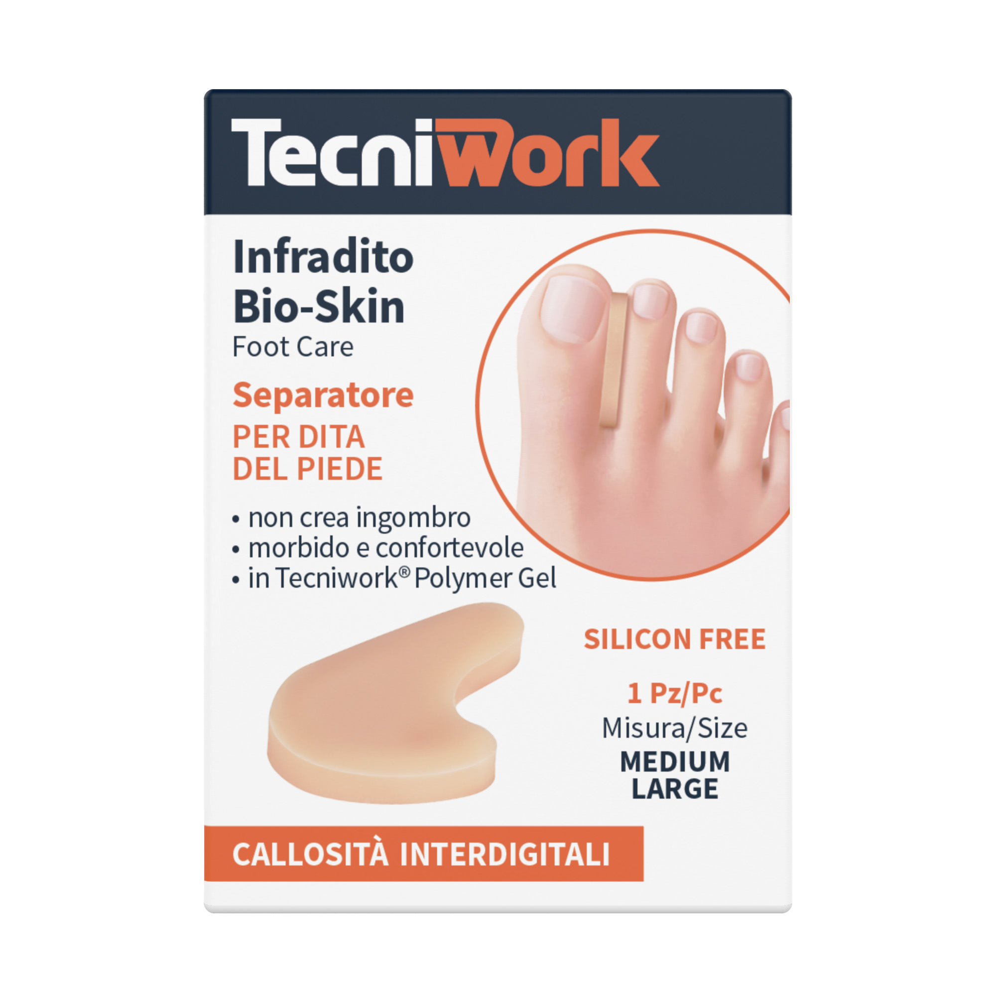 Coussinets d'orteils en Tecniwork Polymer Gel Bio-Skin couleur chair taille Medium/Large 1 pc