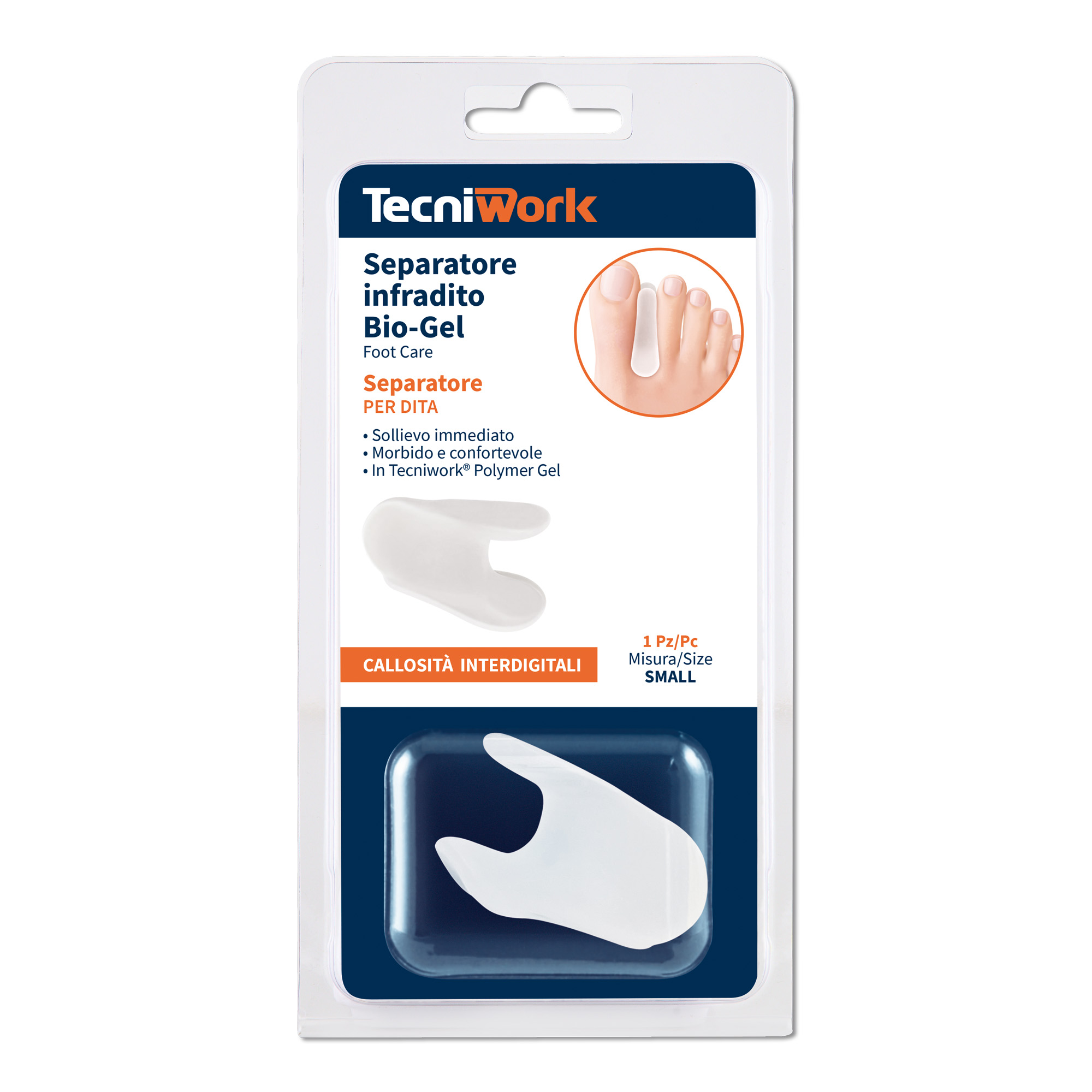 Separatore infradito per dita dei piedi Bio-Gel in Tecniwork Polymer Gel trasparente