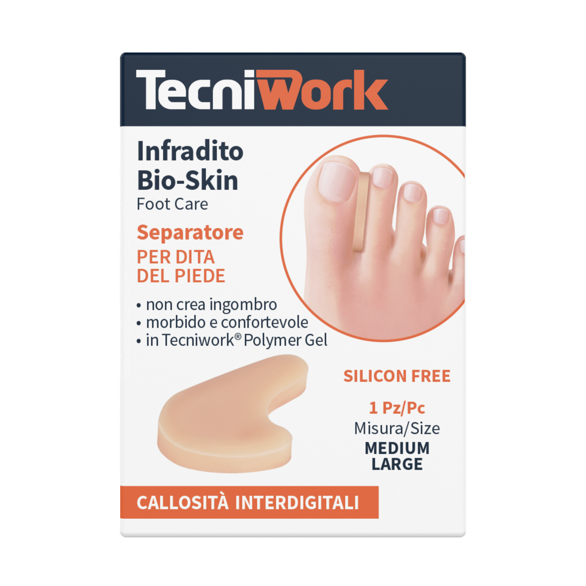 Infradito per dita dei piedi in Tecniwork Polymer Gel color pelle Bio-Skin 1 pz