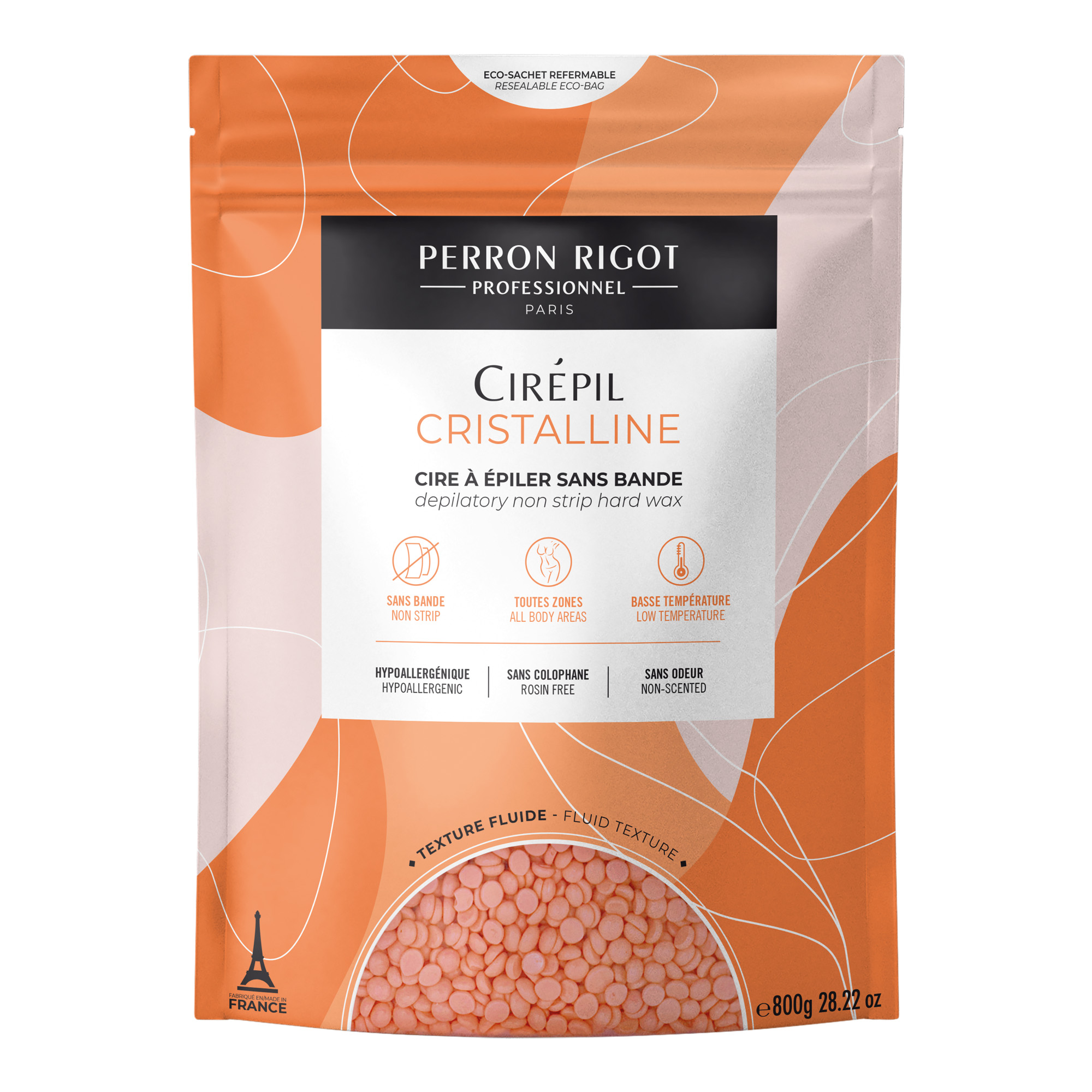 Cirepil Cristalline 800 g - Cire en perles sans bandes pour peaux sensibles sans parfum