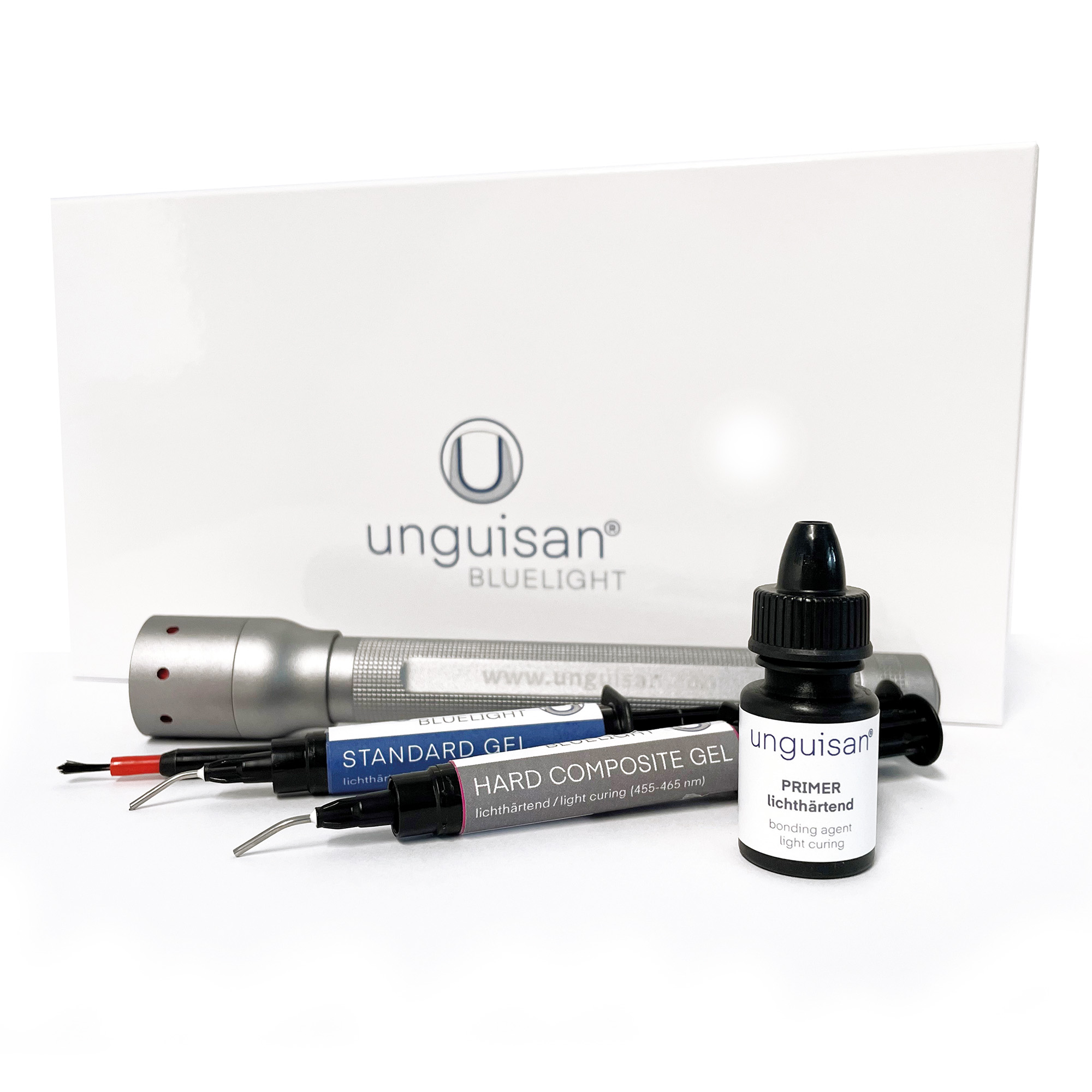 Complete fixation and passive correction kit with LED lamp and Unguisan® Hard Composite Gel