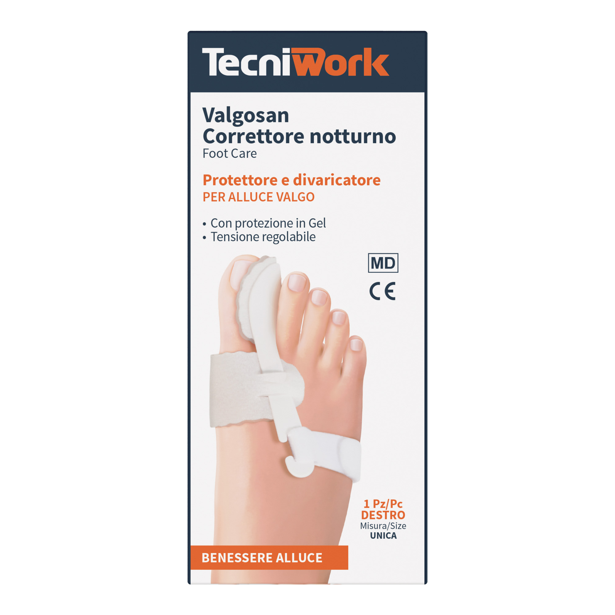 Valgosan hallux valgus correcteur nocturne avec protection en gel pour le pied droit 1 pc