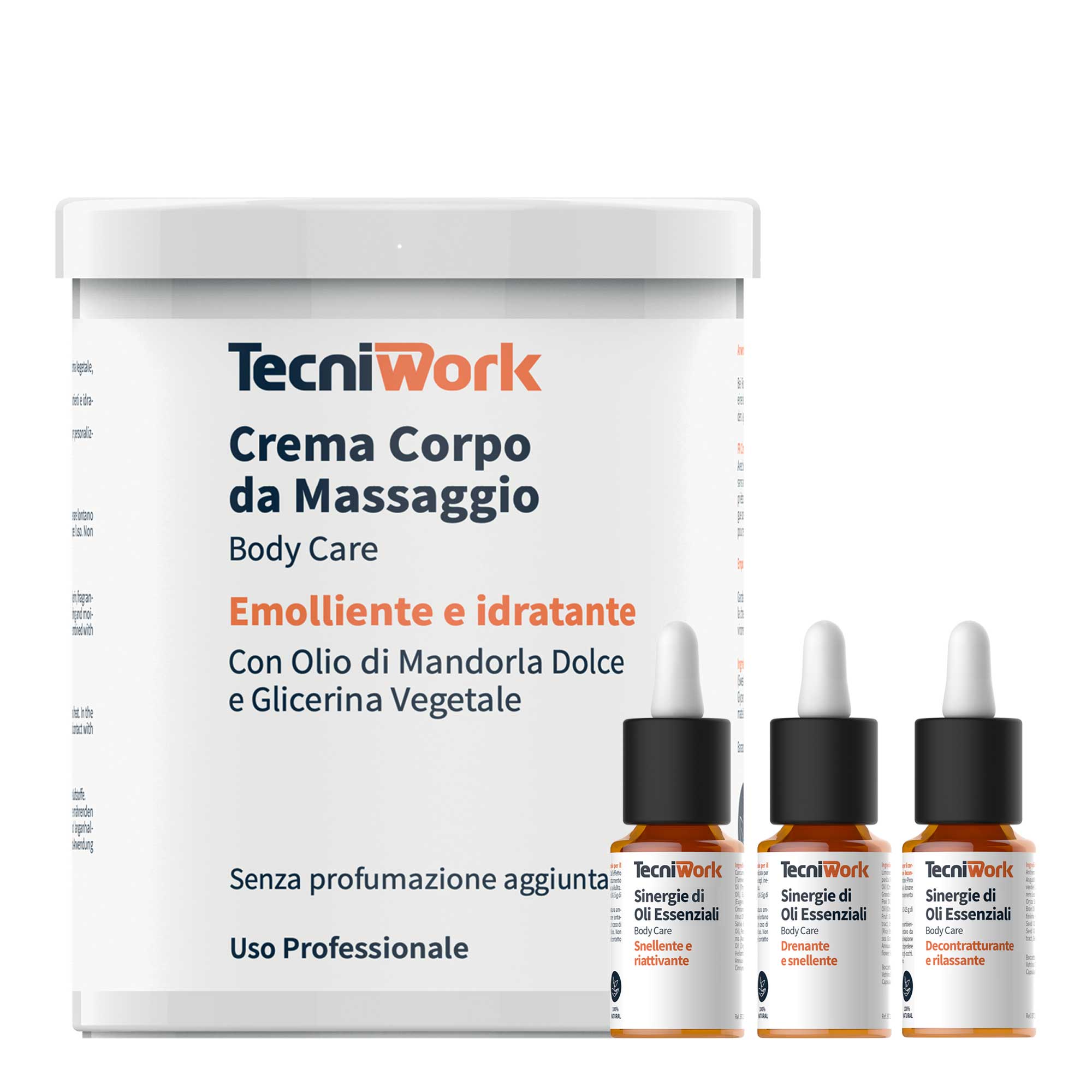 Tecniwork Try-it Kit Body Massage Cream and Sinergie di Oli Essenziali 4 pcs
