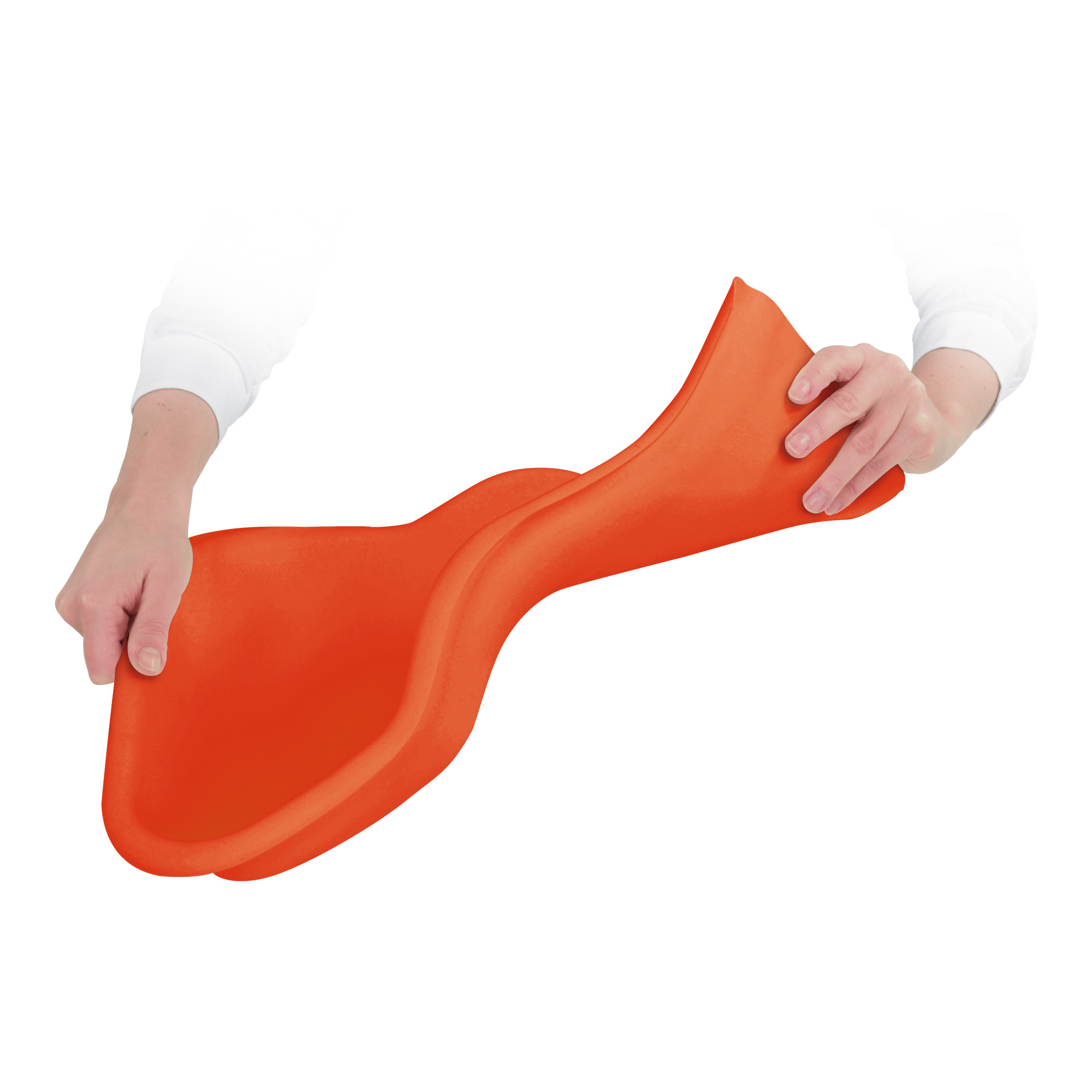 Flexible tray for the collection of pedicure residues on the foot orange