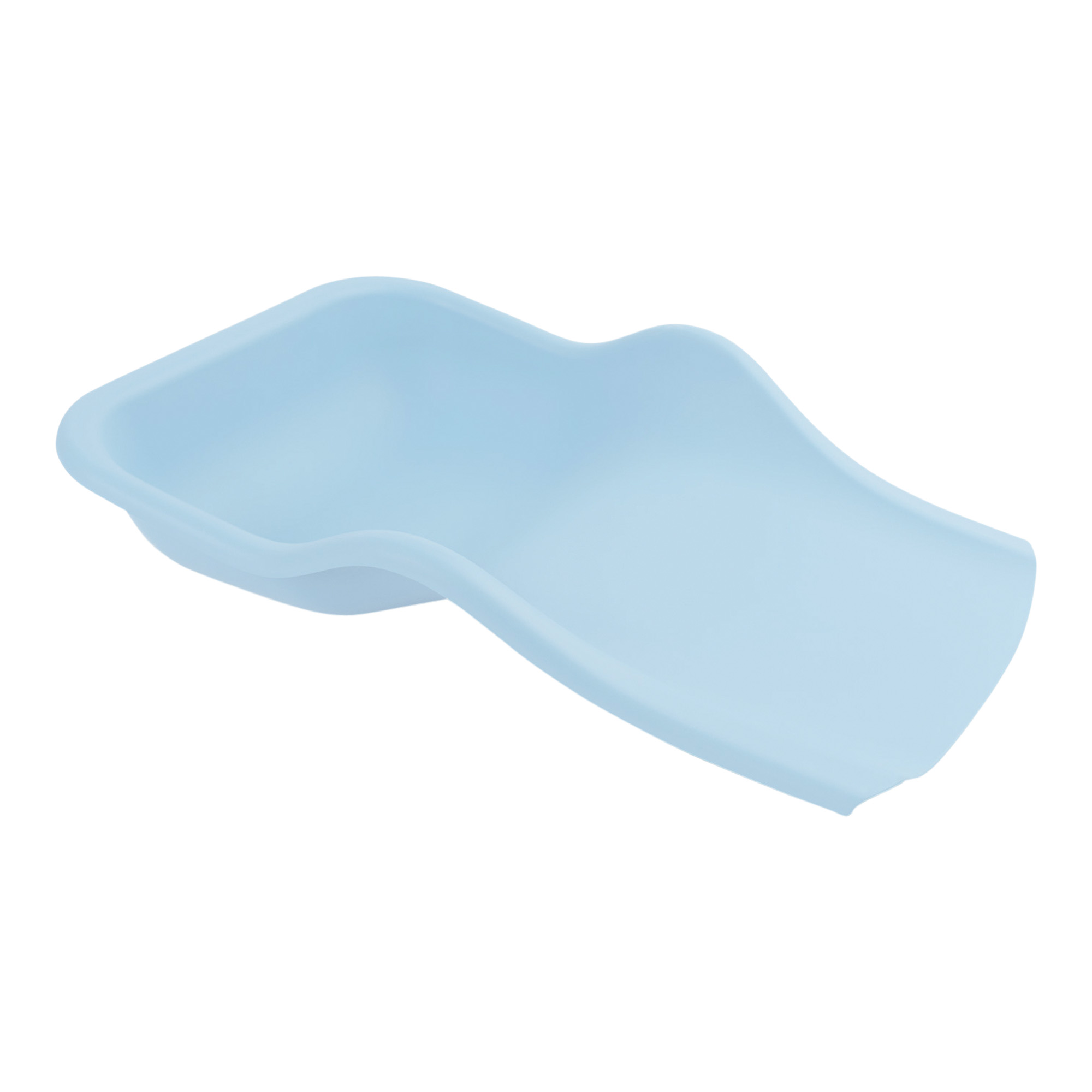 Flexible tray for the collection of pedicure residues on the foot light blue