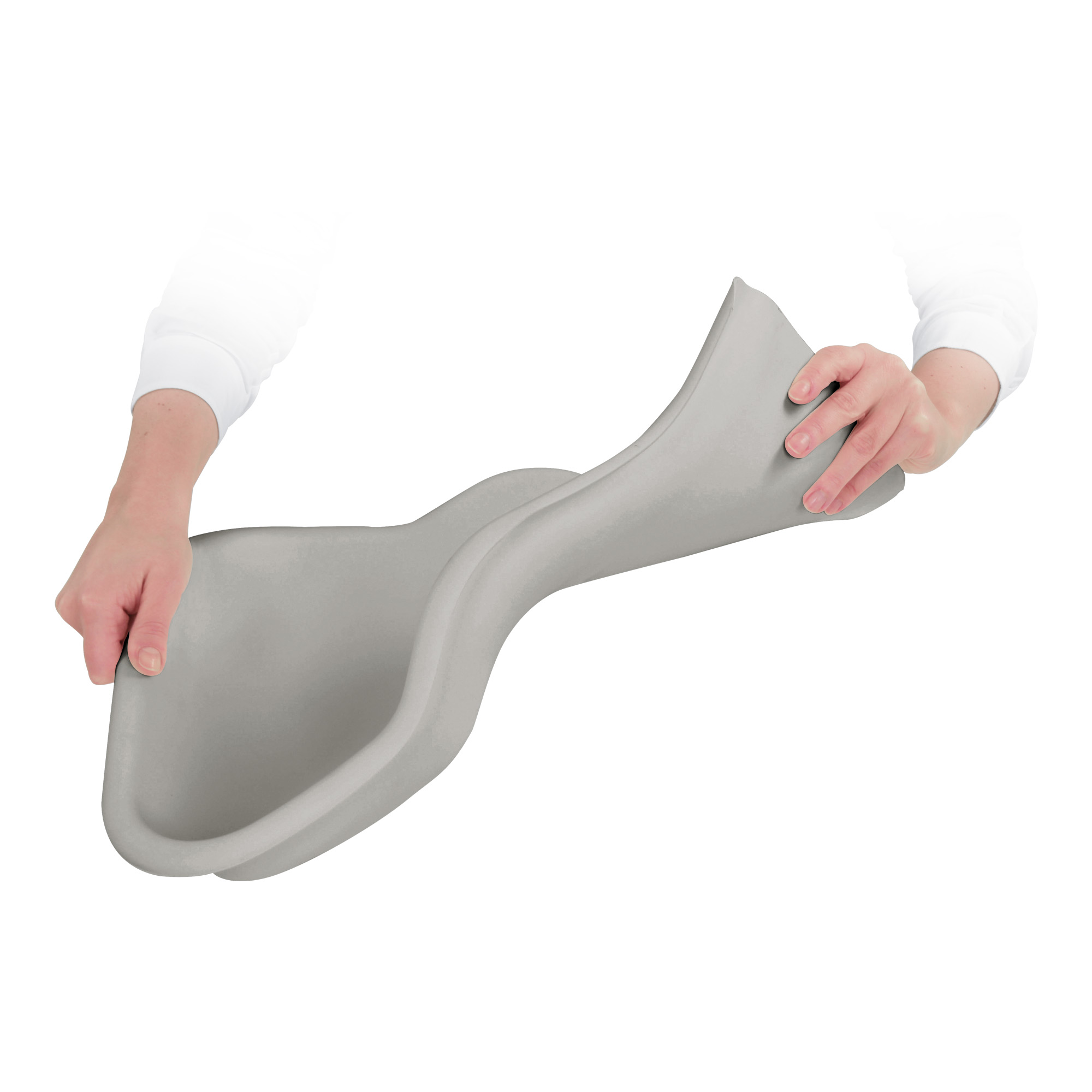 Flexible tray for the collection of pedicure residues on the foot grey