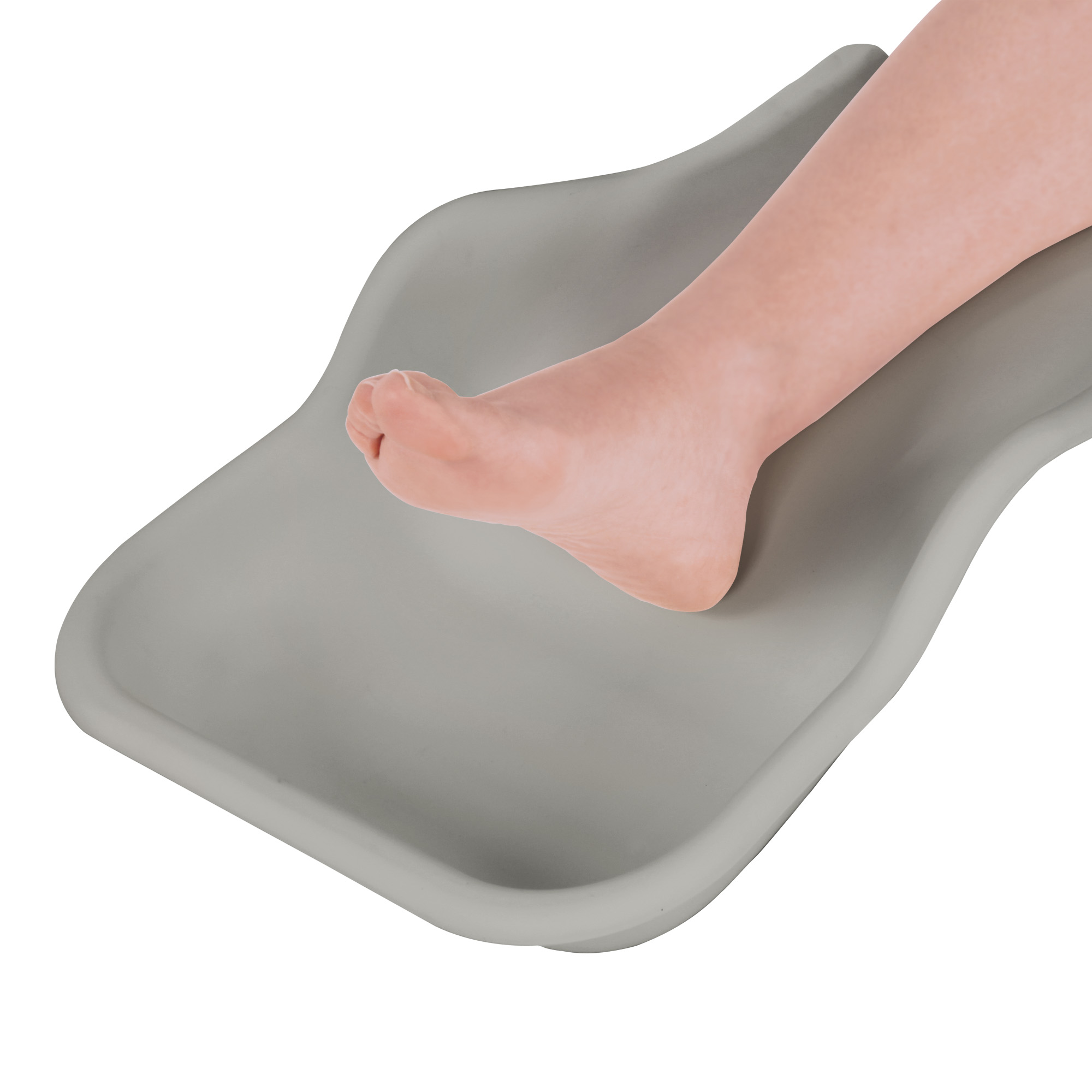 Flexible tray for the collection of pedicure residues on the foot grey