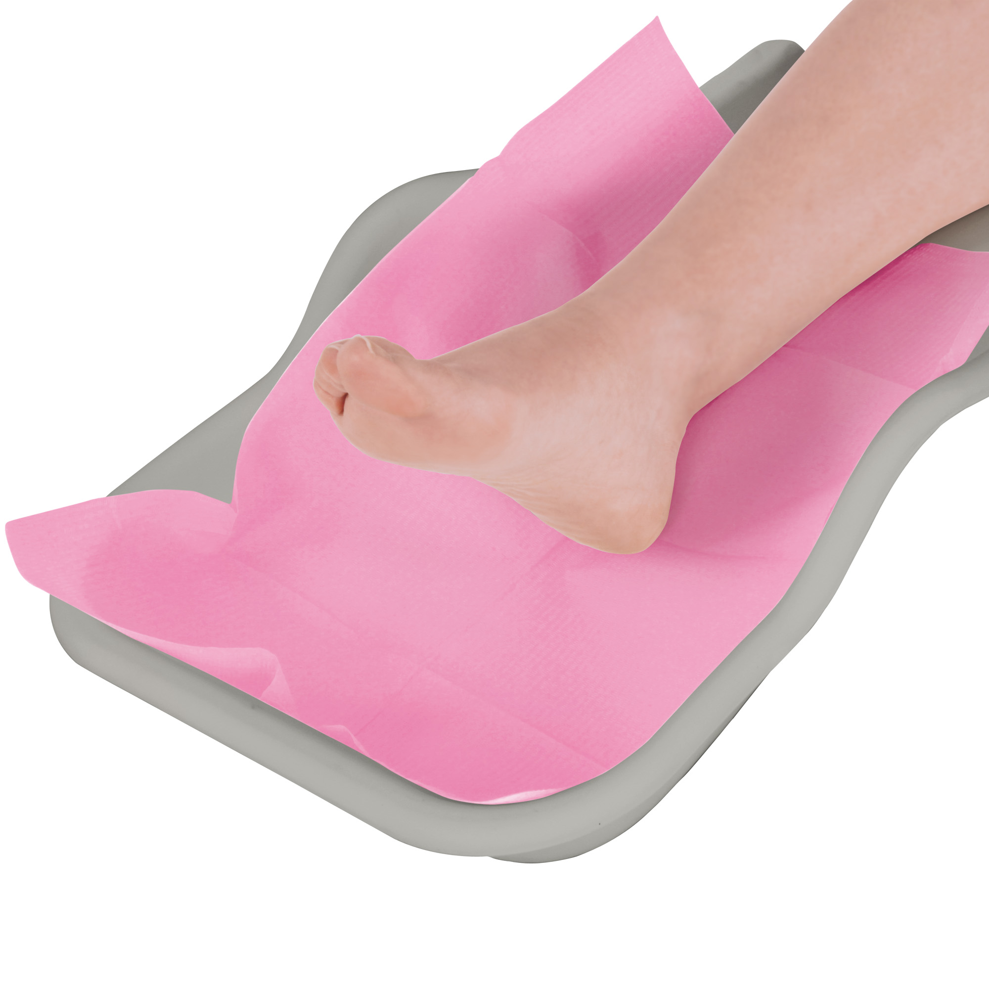 Flexible tray for the collection of pedicure residues on the foot grey