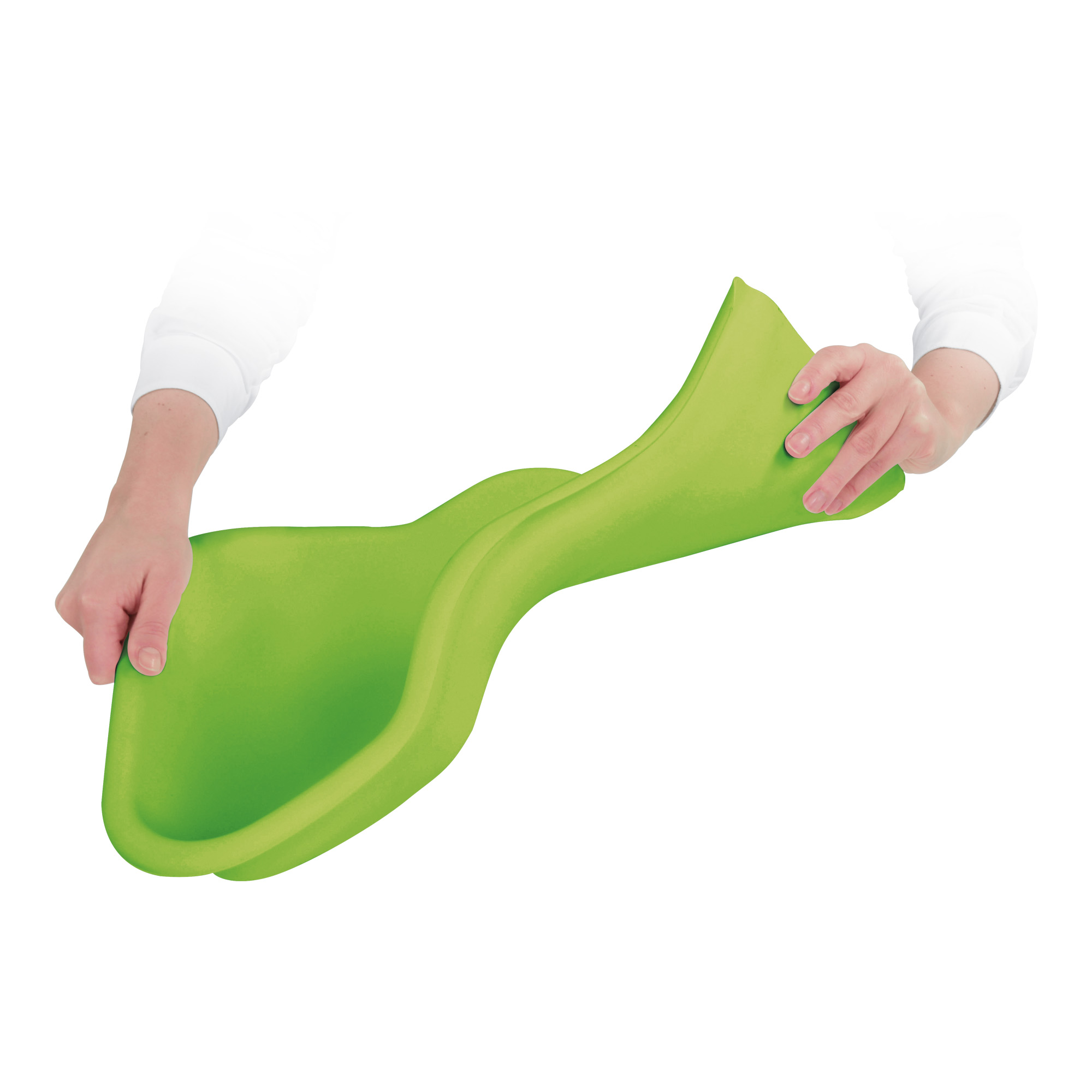 Flexible tray for the collection of pedicure residues on the foot lime green