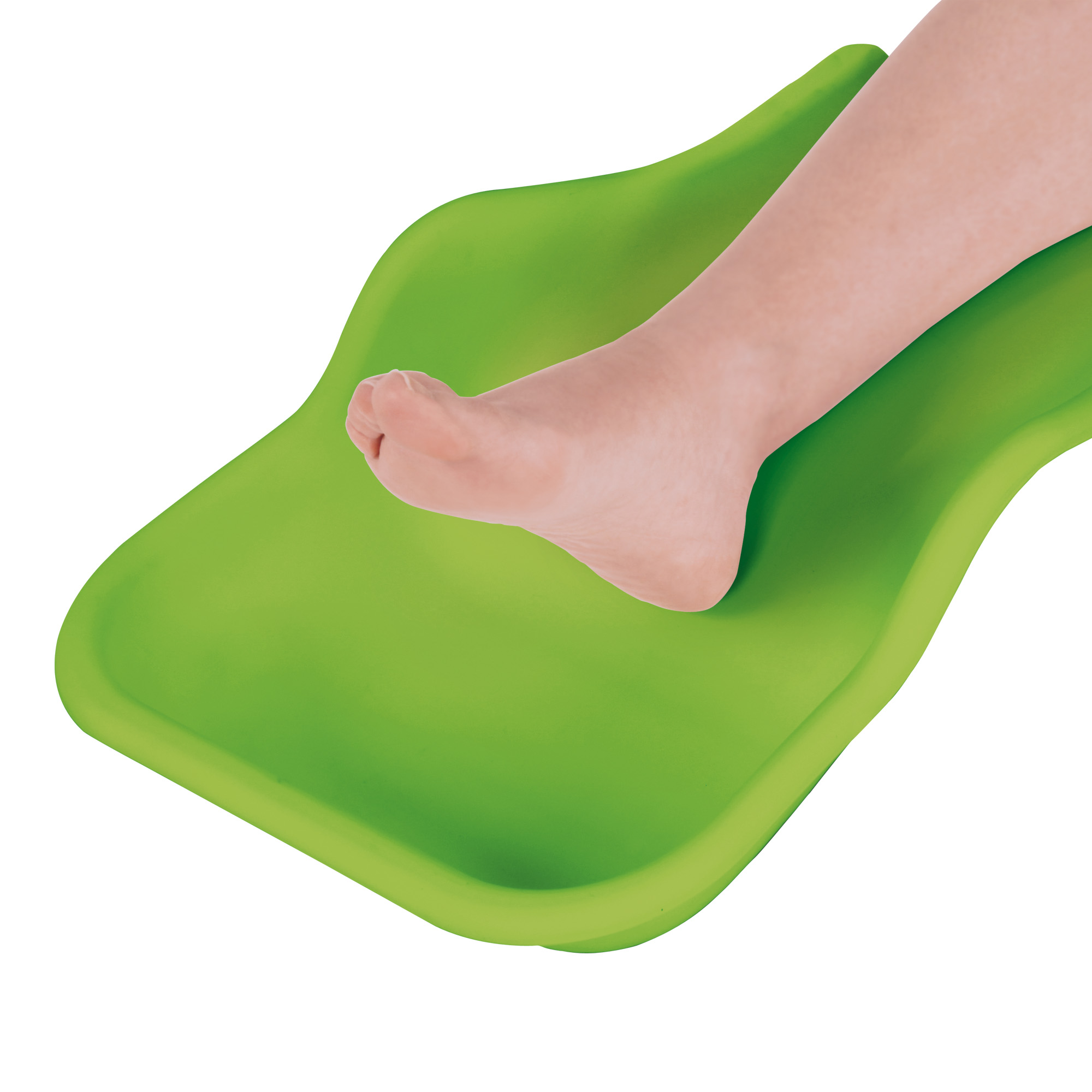 Flexible tray for the collection of pedicure residues on the foot lime green