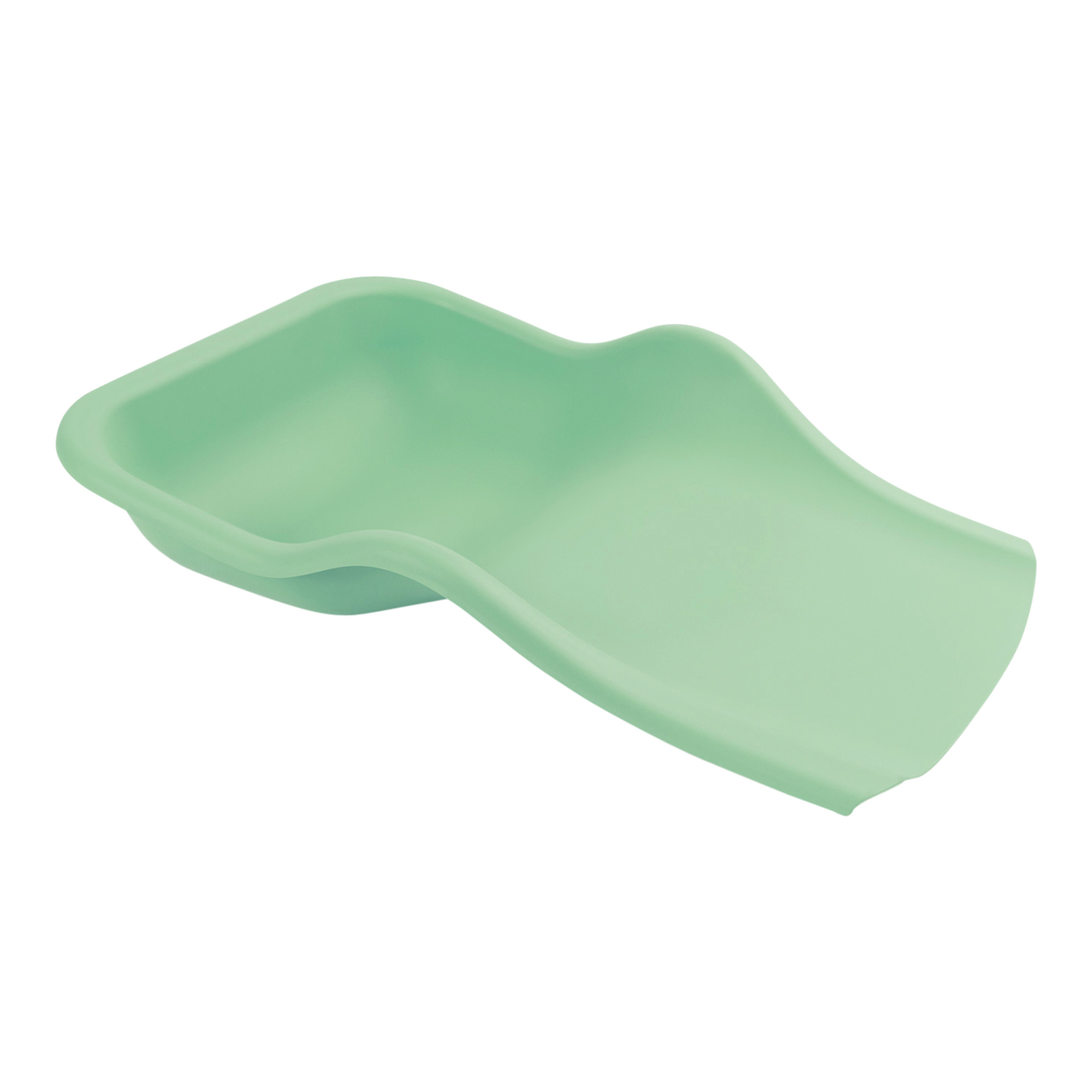 Flexible tray for the collection of pedicure residues on the foot mint green