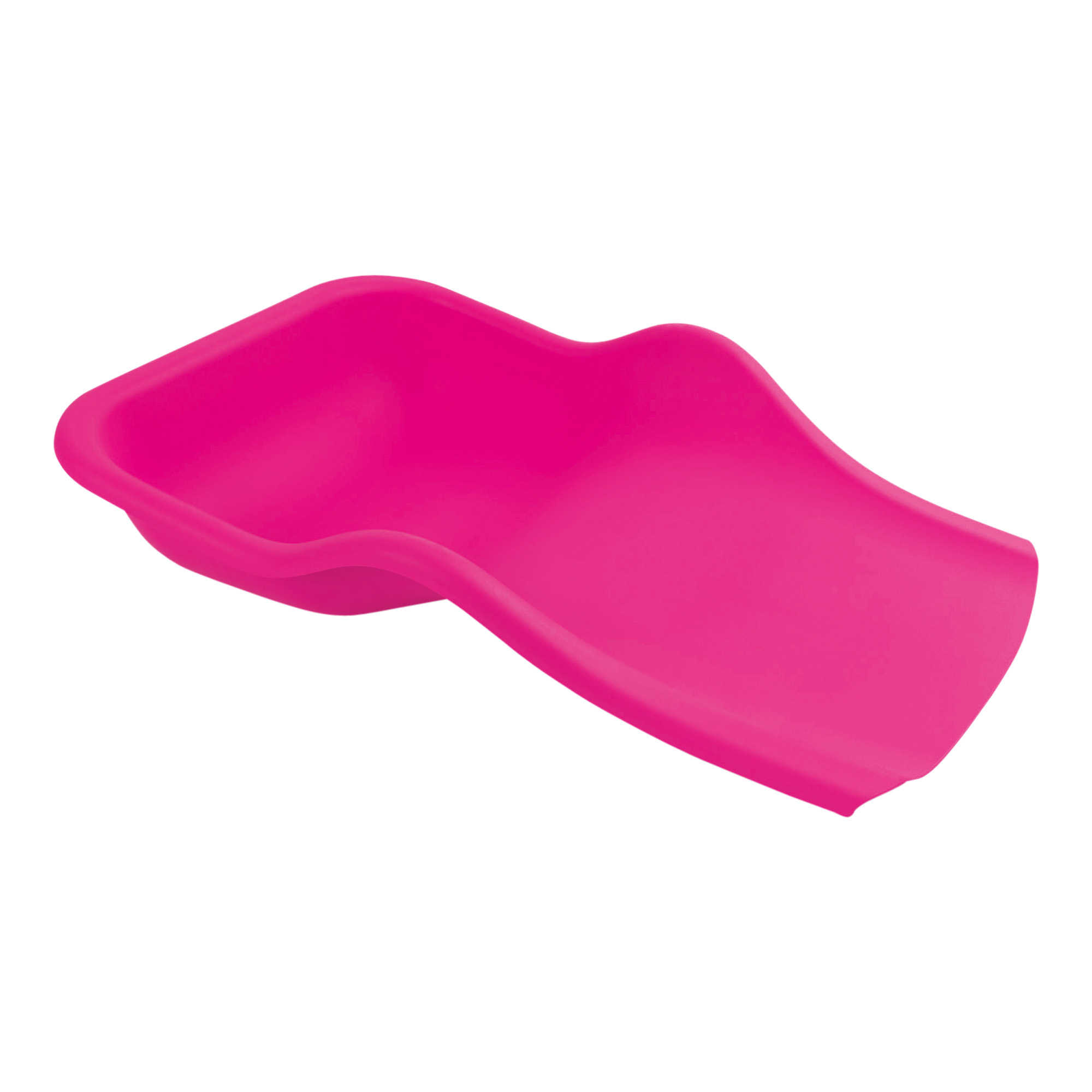 Flexible tray for the collection of pedicure residues on the foot fluo pink