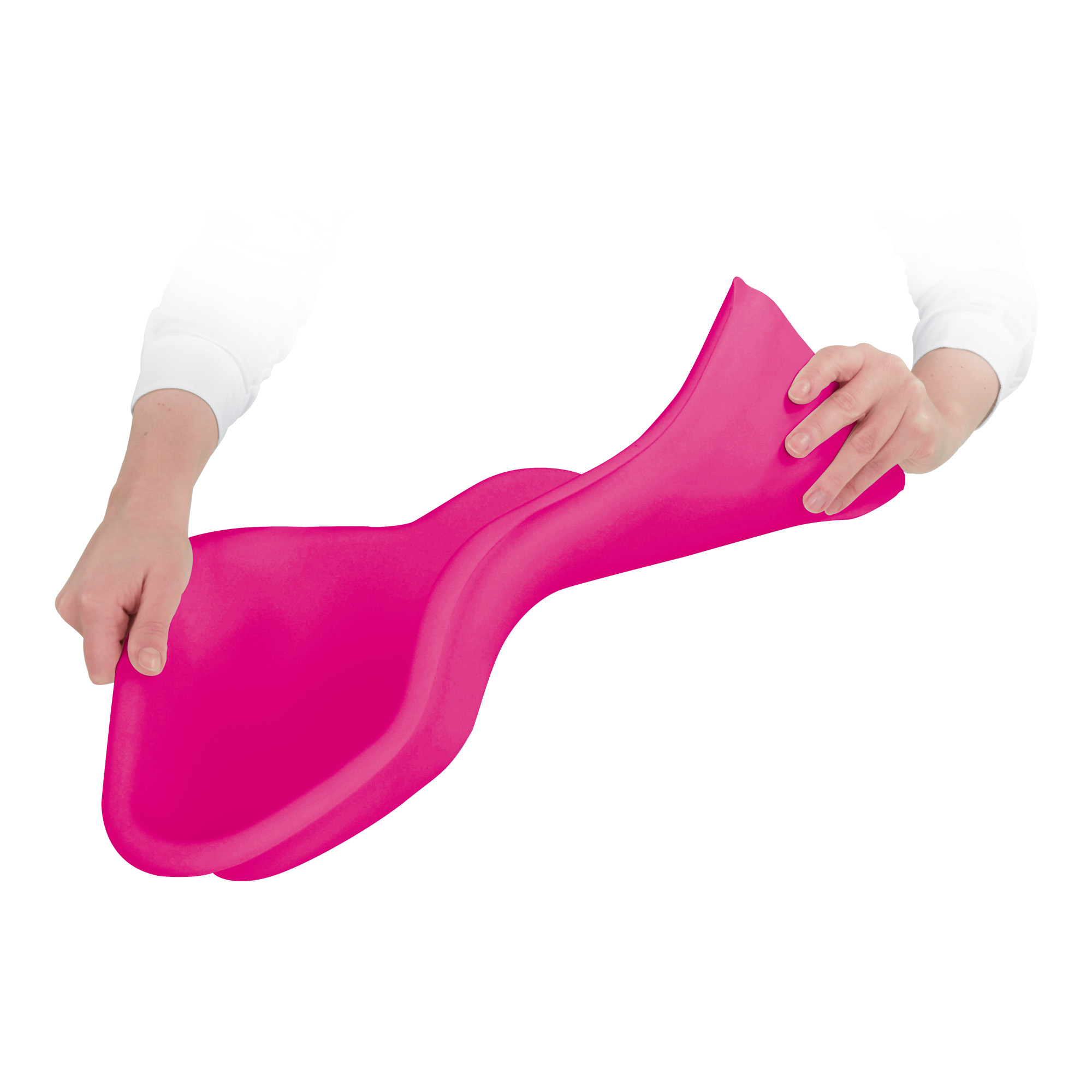 Flexible tray for the collection of pedicure residues on the foot fluo pink