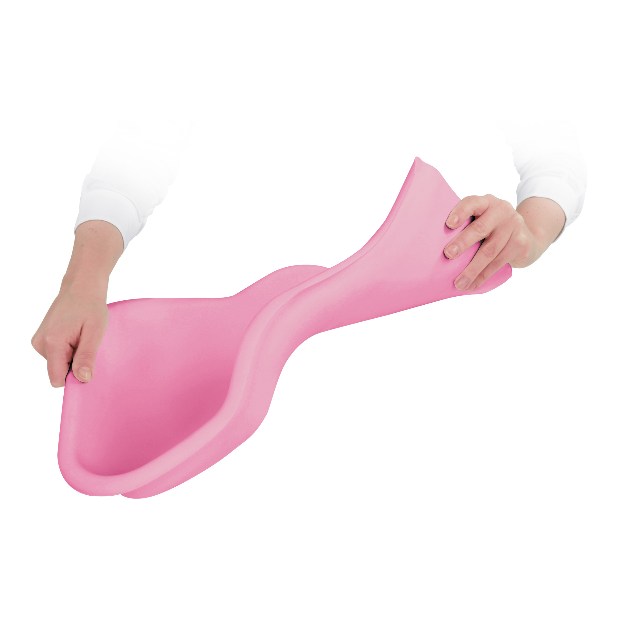 Flexible tray for the collection of pedicure residues on the foot pink