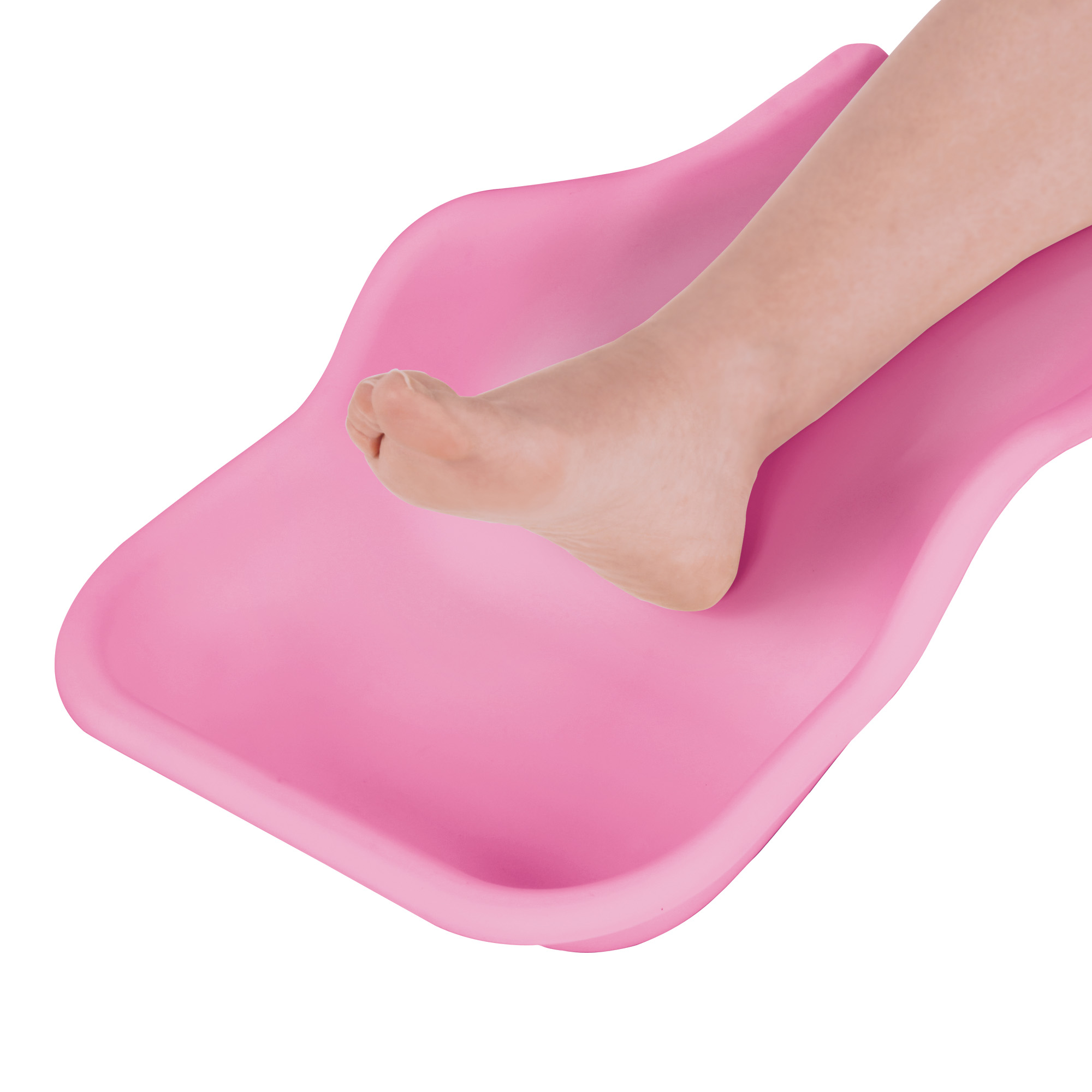 Flexible tray for the collection of pedicure residues on the foot pink