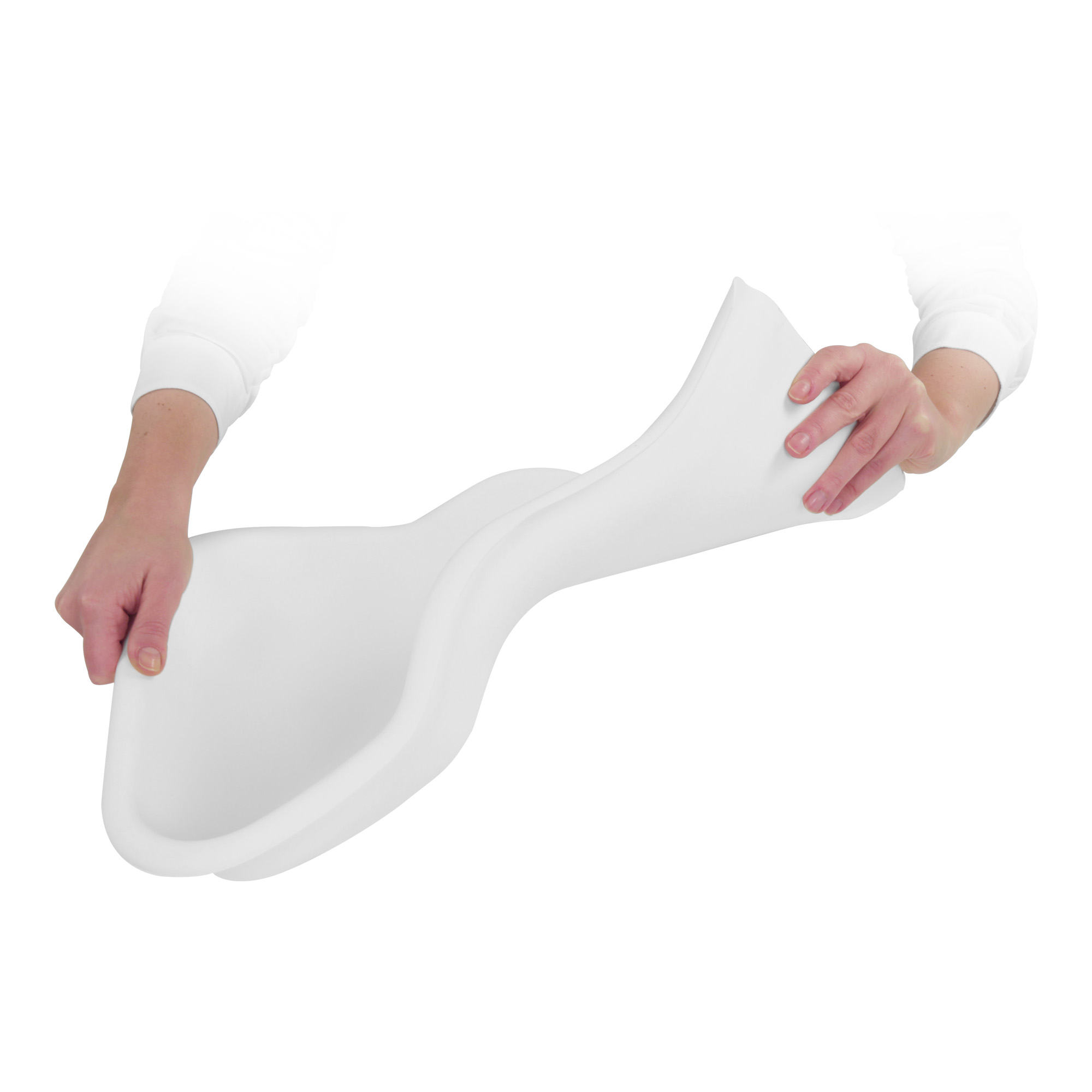 Flexible tray for the collection of pedicure residues on the foot white