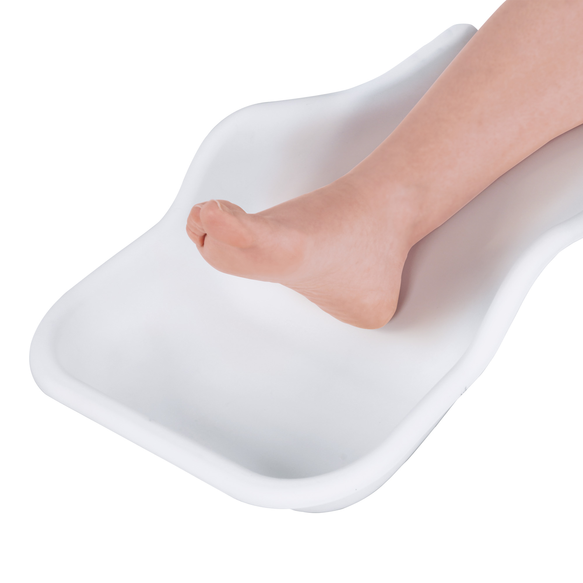 Flexible tray for the collection of pedicure residues on the foot white