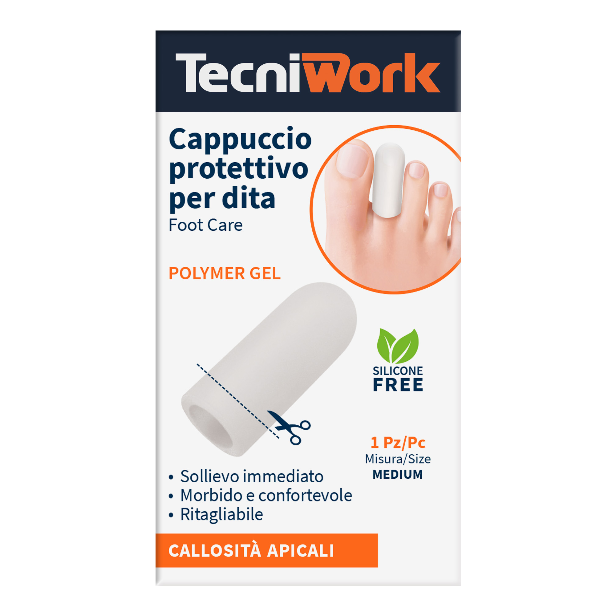 Transparent Tecniwork Polymer Gel toe protector, size Medium, 1 piece