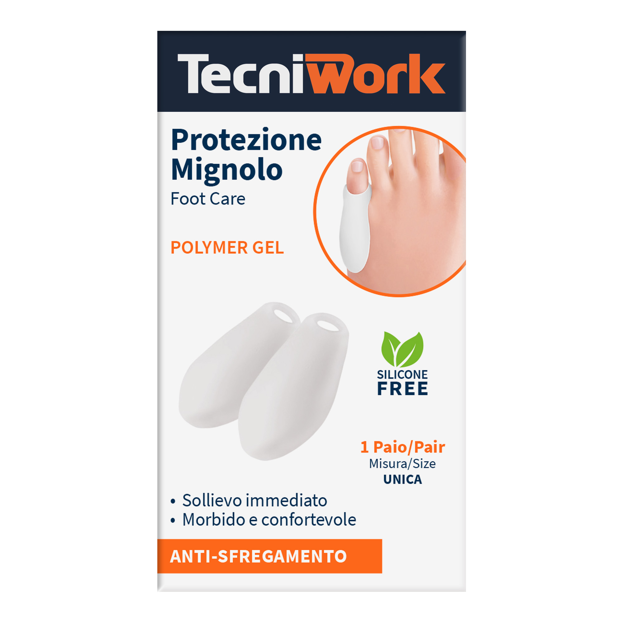 Protezione sottile per quinto dito del piede in Tecniwork Polymer Gel trasparente 1 paio