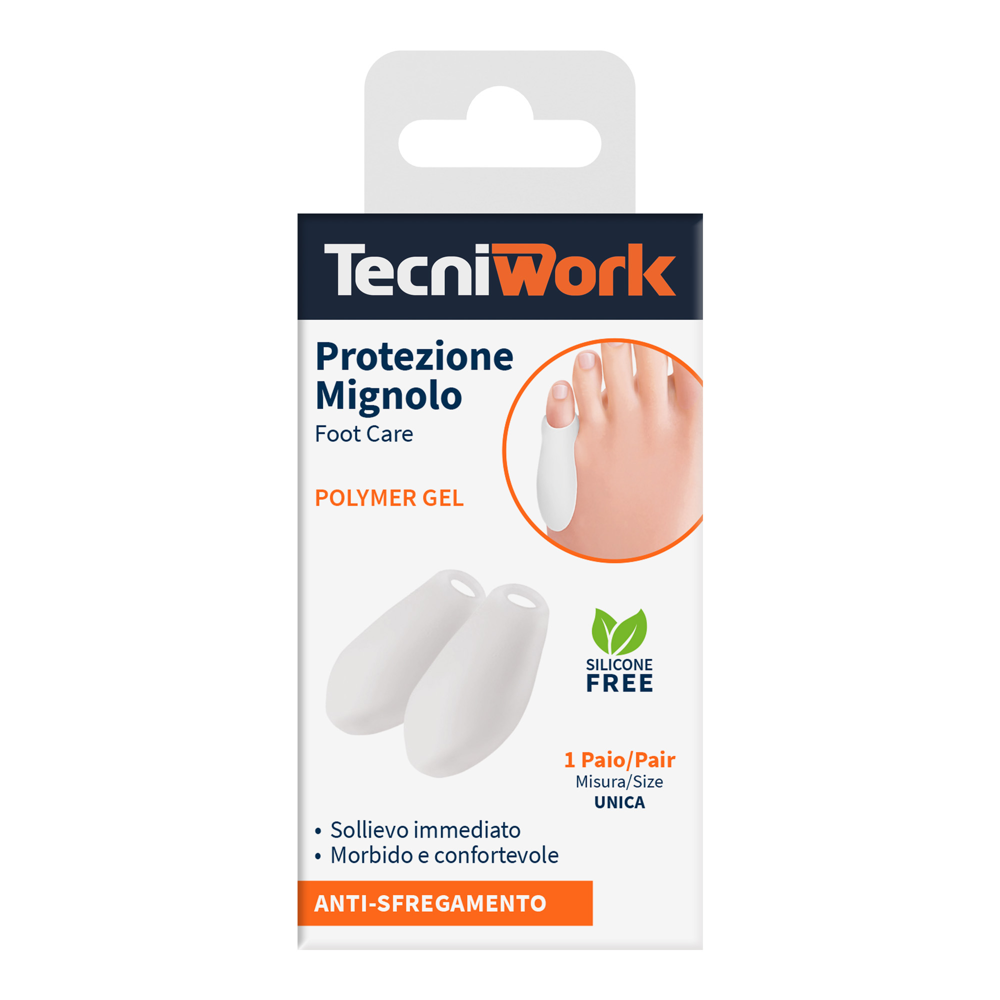 Protezione sottile per quinto dito del piede in Tecniwork Polymer Gel trasparente 1 paio