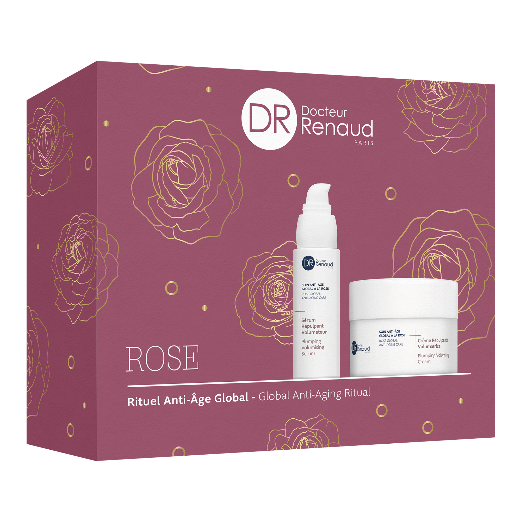 Cofanetto regalo con Crema viso 50ml e Siero viso 15ml Linea volumizzante rimpolpante alla Rosa