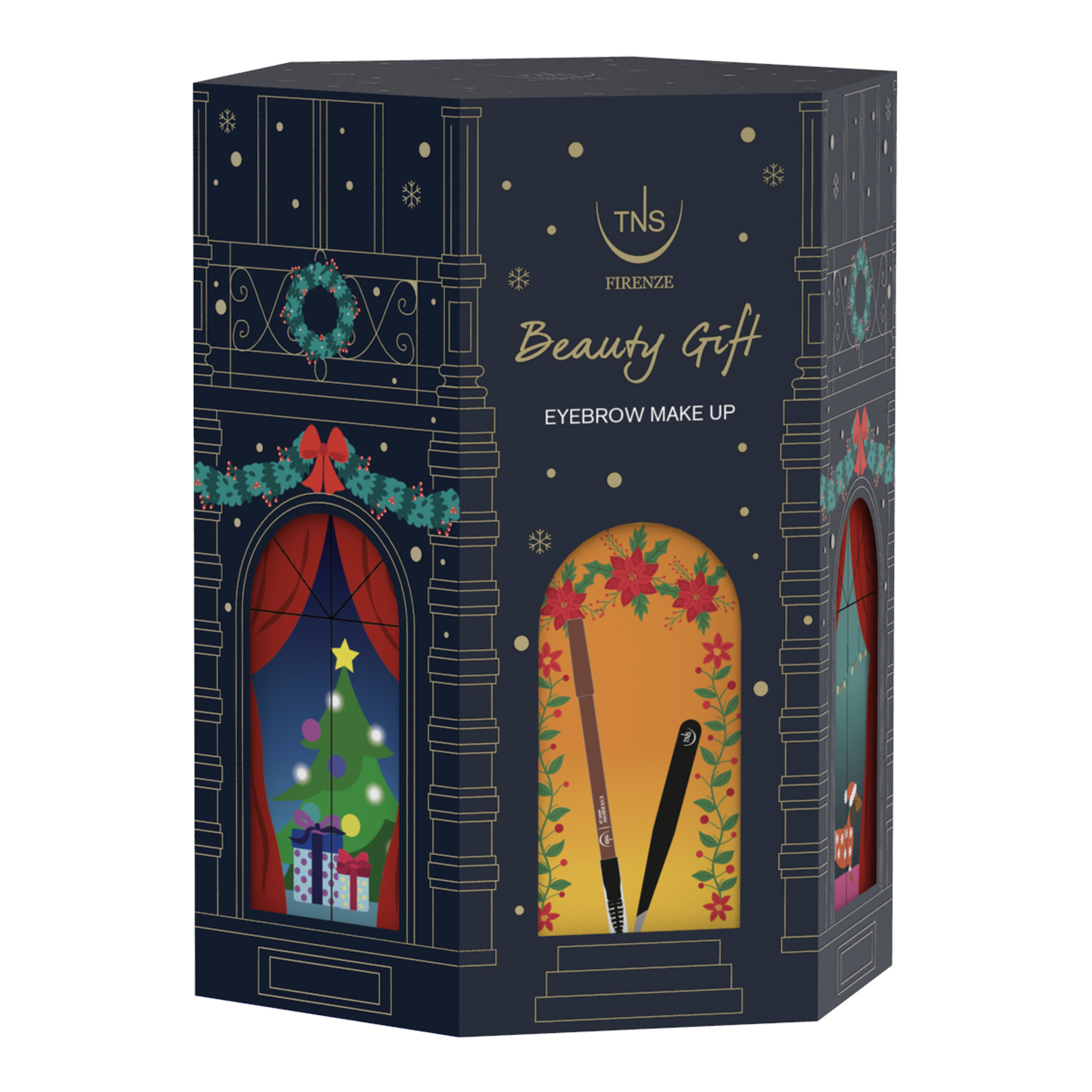 TNS Christmas Beauty Geschenk-Set mit hellbraunem Stift und Augenbrauenpinzette