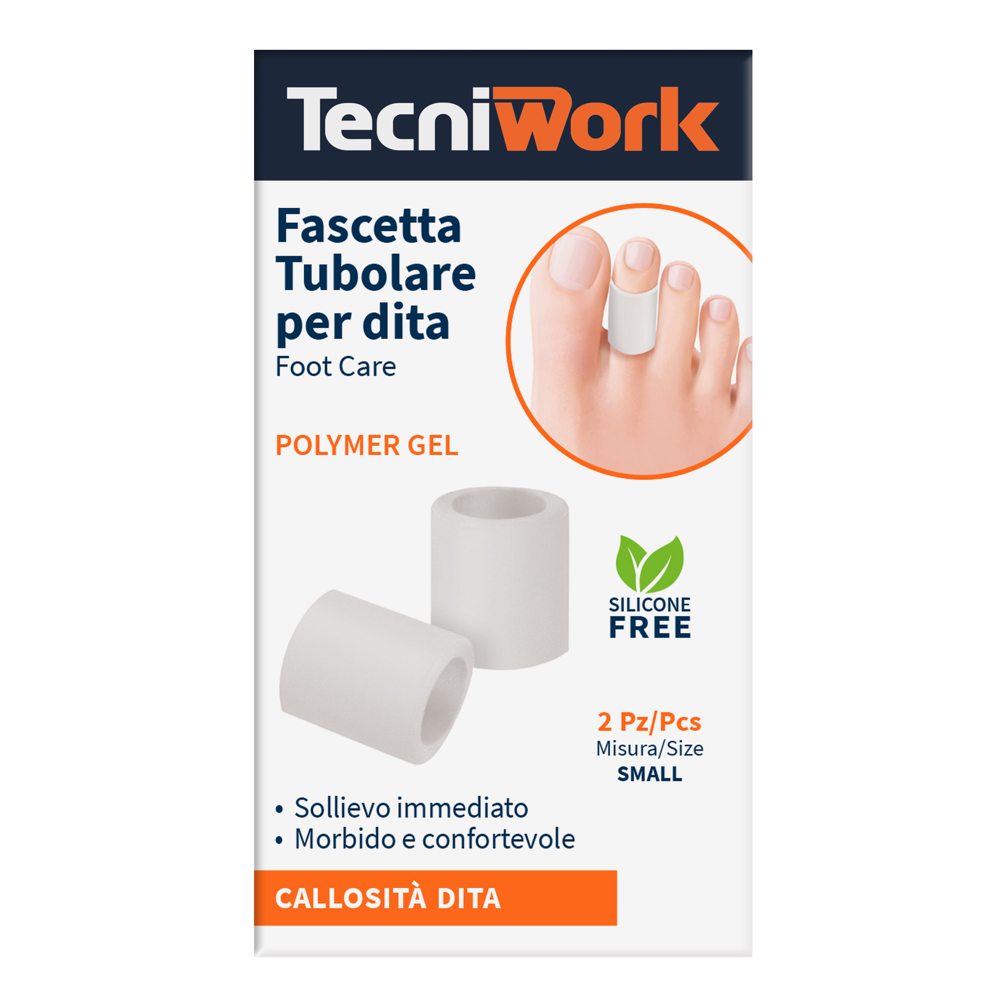 Fascetta tubolare per dita dei piedi in Tecniwork Polymer Gel trasparente 2 pz