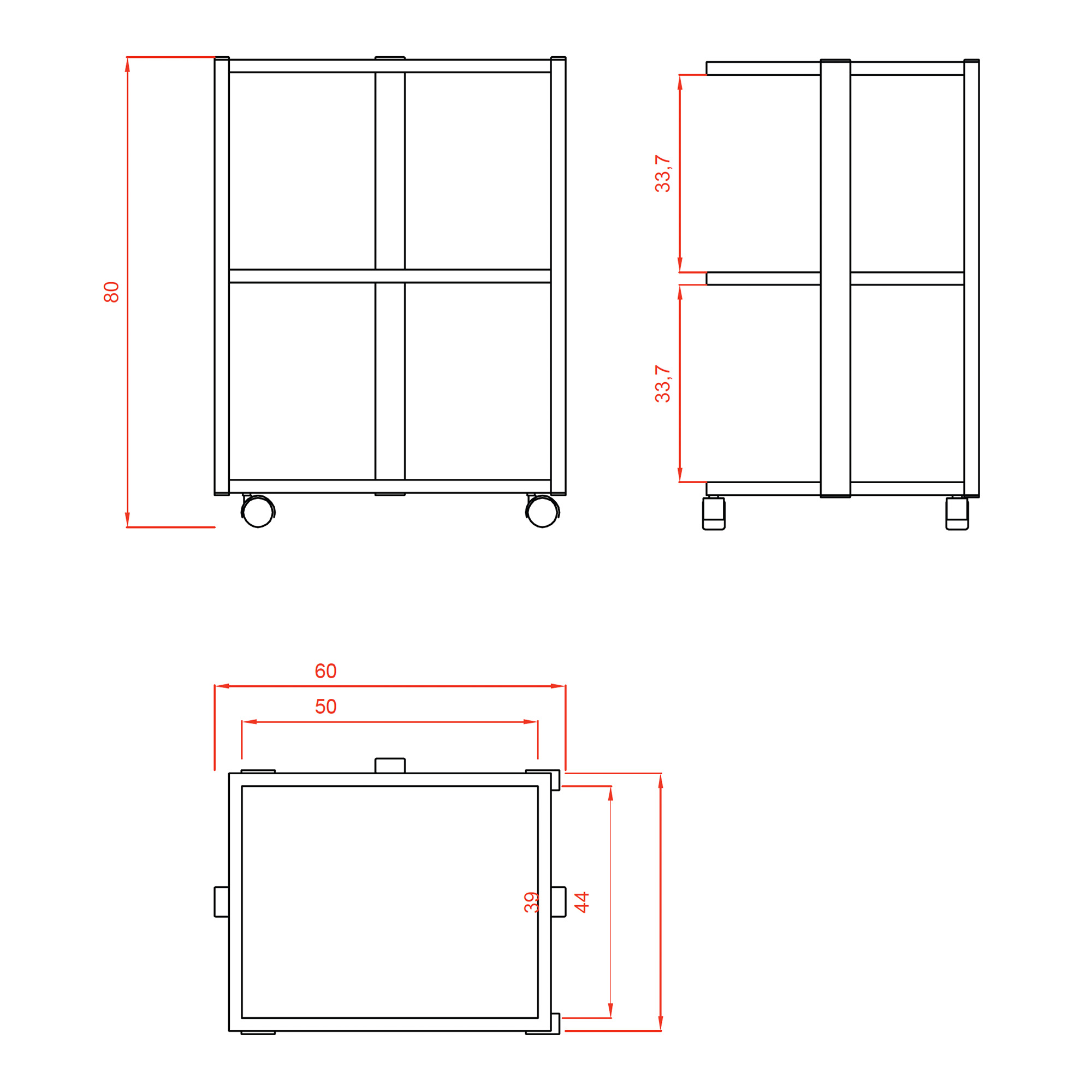 Professional furniture trolley for beauty salon 3 shelves